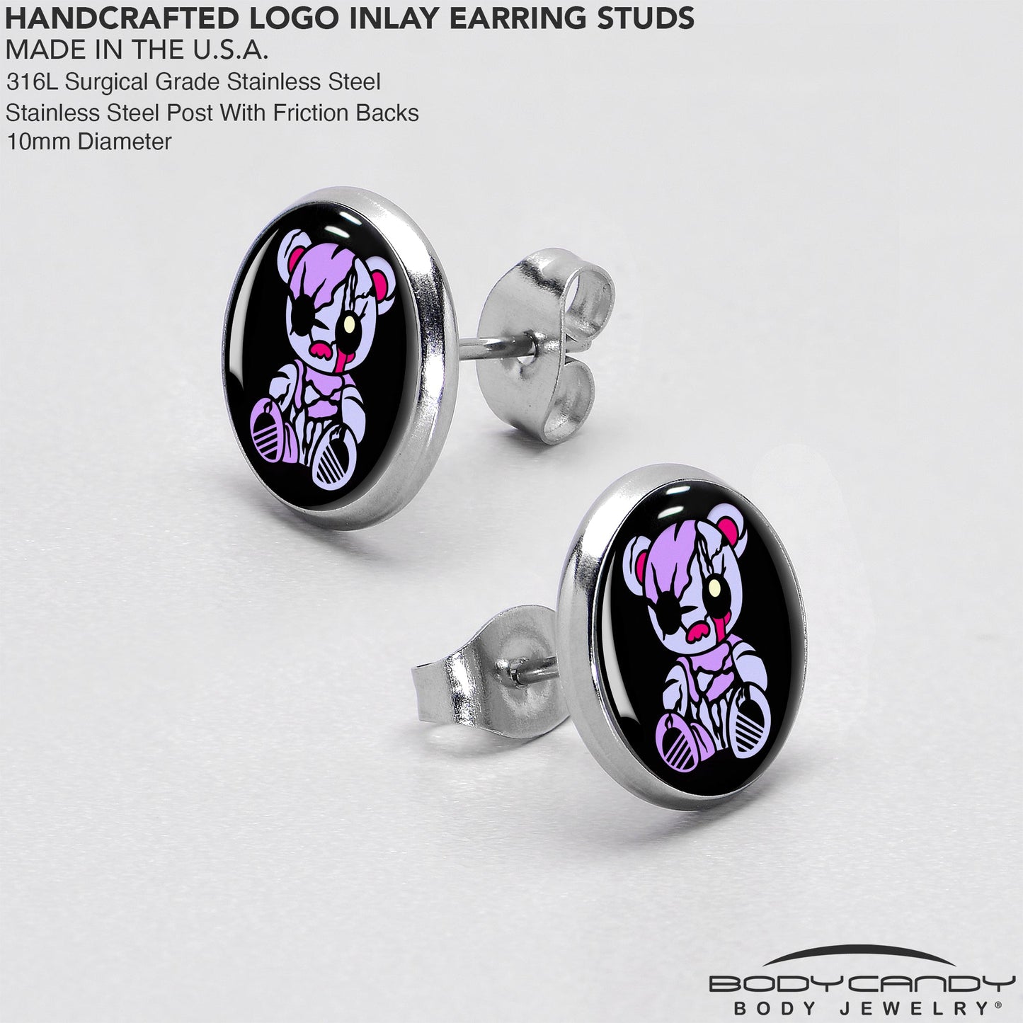 Attitude Teddy Bear Stud Earrings by Onyx O