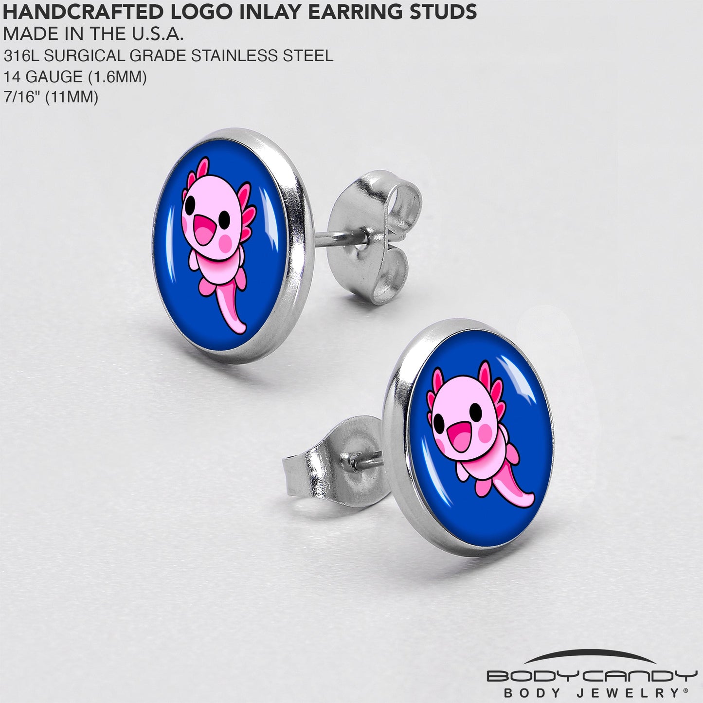 Adorable Axolotl Stud Earrings by Onyx O
