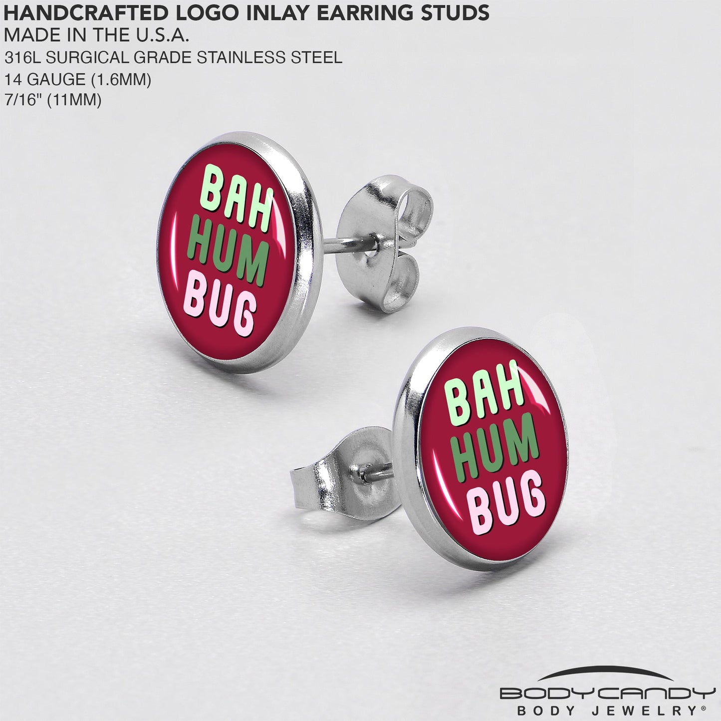 Bah Humbug Holiday Grouch Stud Earrings by Onyx O
