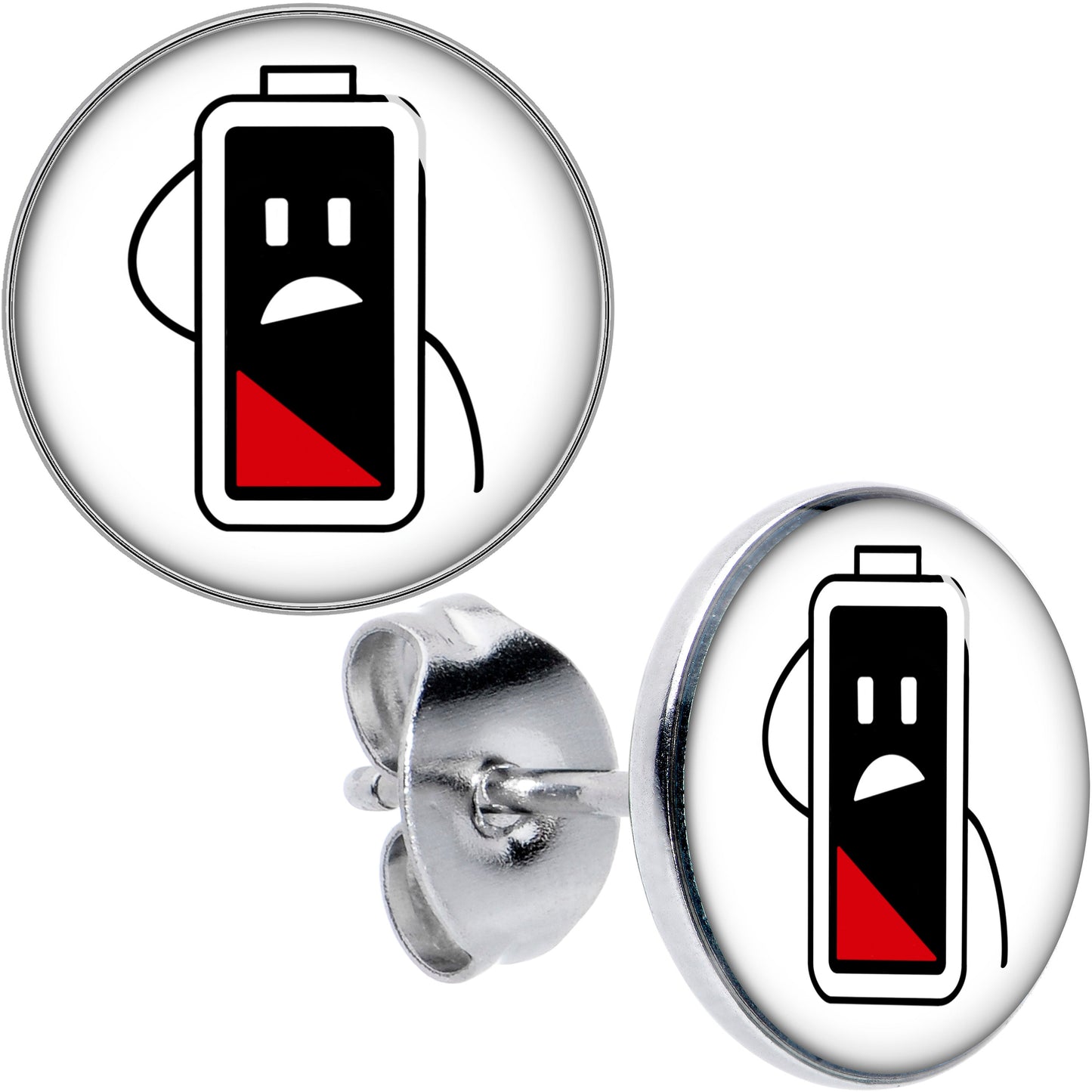 Battery Empty Stud Earrings by Onyx O