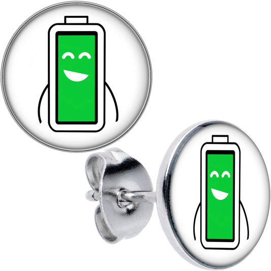 Battery Full Stud Earrings by Onyx O