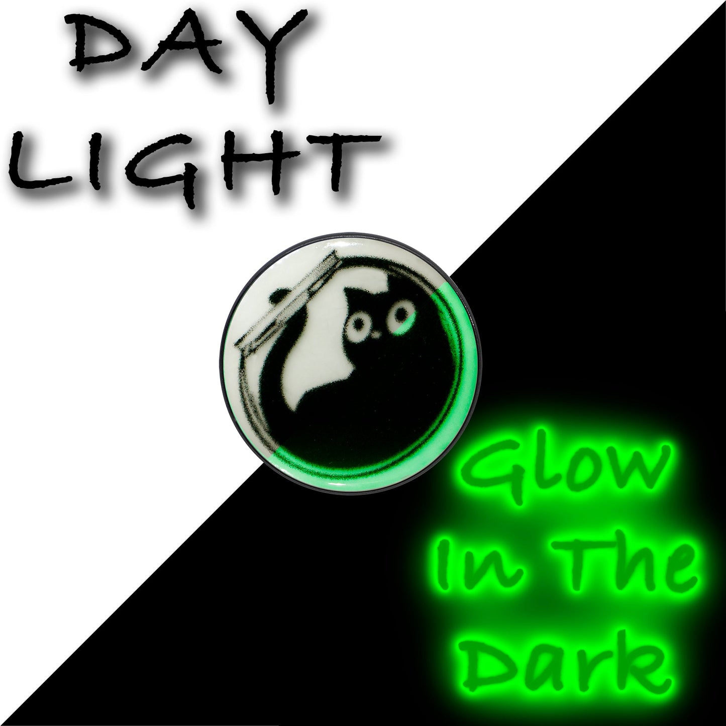 Fishbowl Kitty Cat Glow in the Dark Stud Earrings by Onyx O