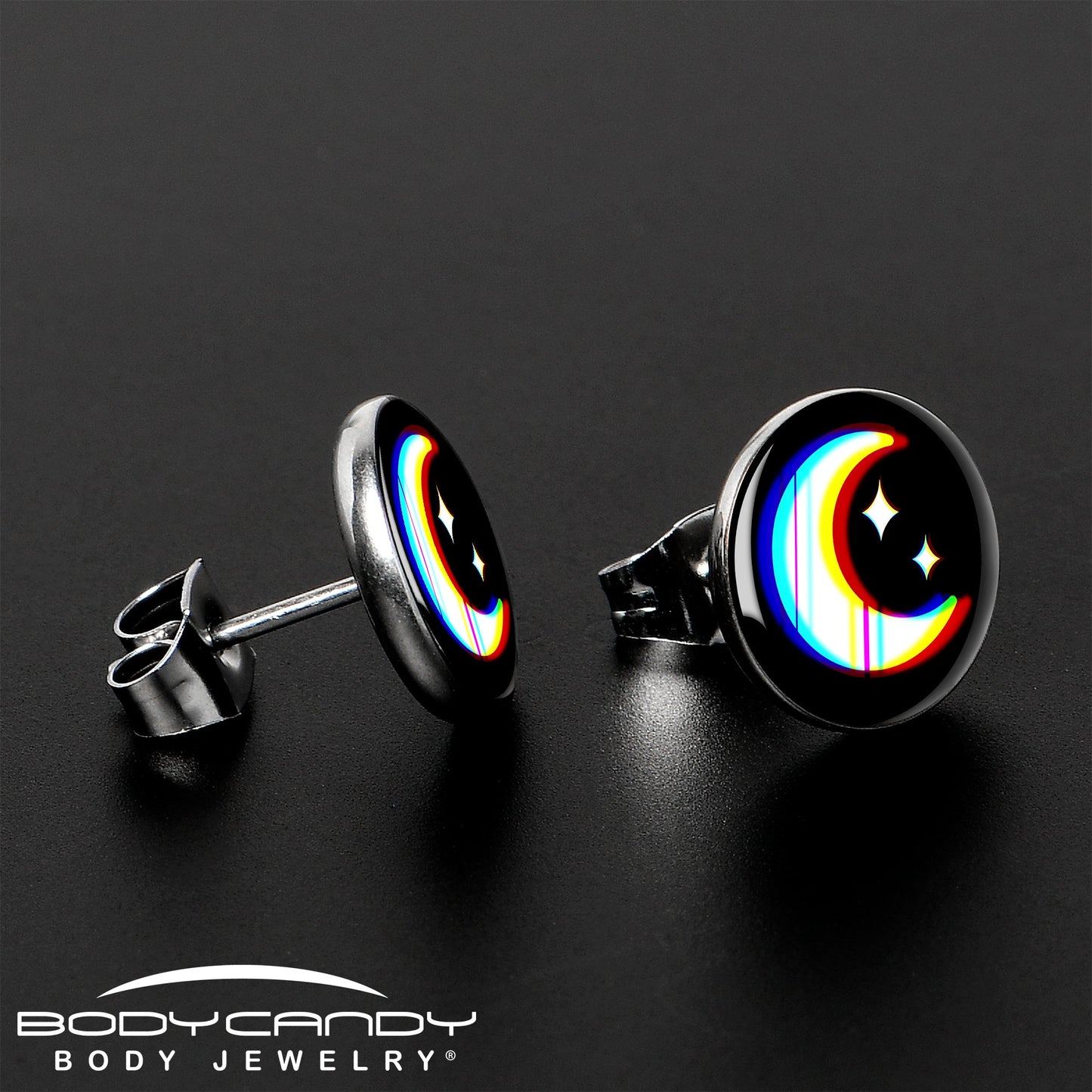 Chromatic Moon Stud Earrings by Onyx O