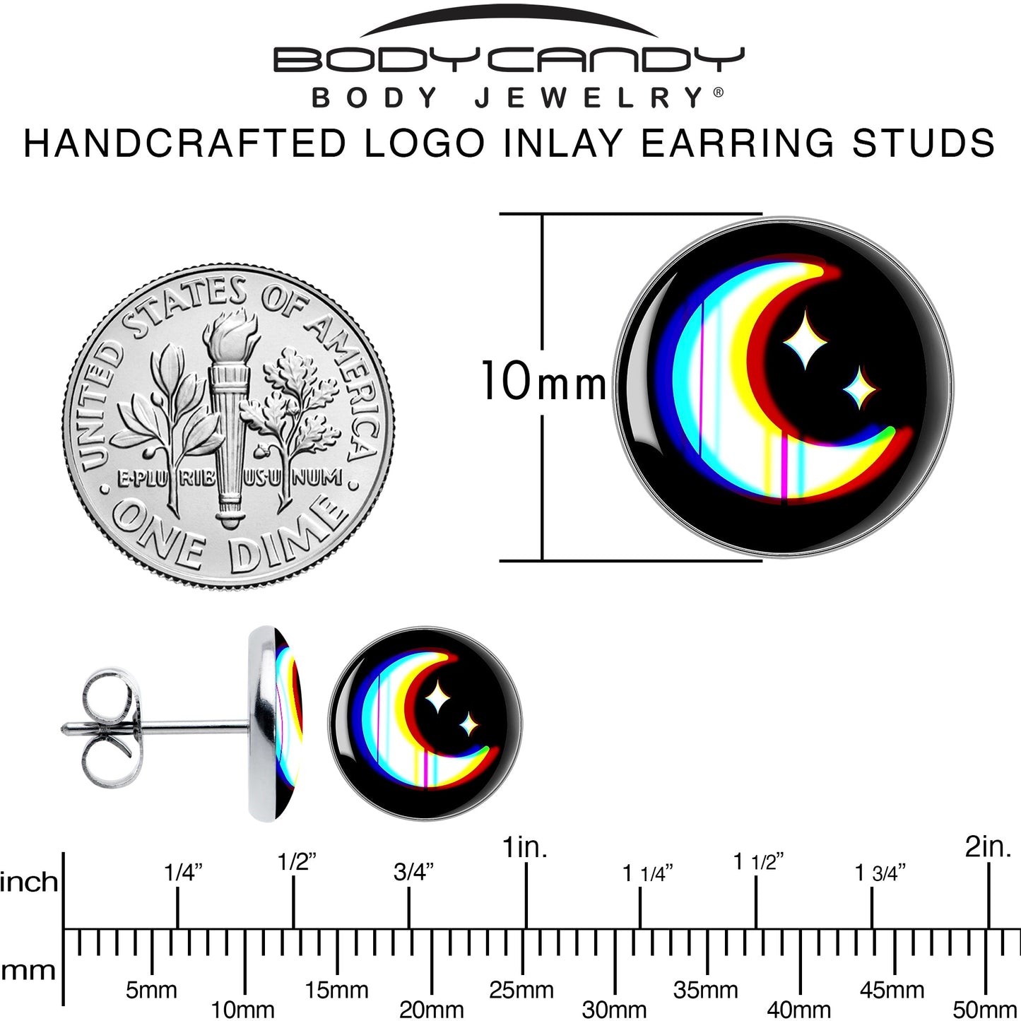 Chromatic Moon Stud Earrings by Onyx O