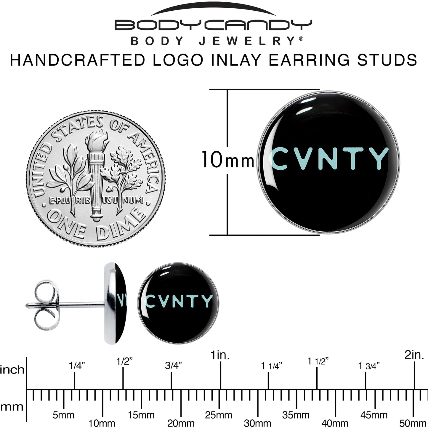 Phrase Logo CVNTY Stud Earrings by Onyx O