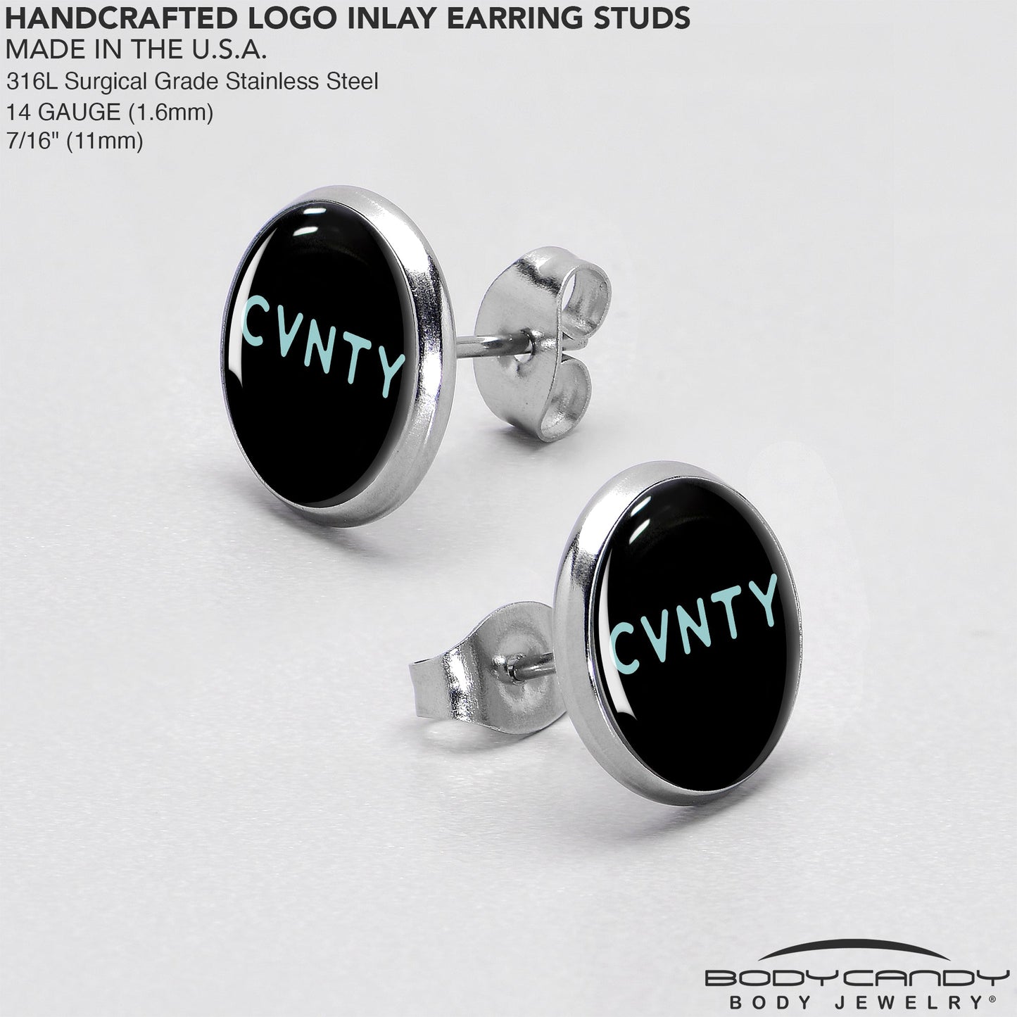 Phrase Logo CVNTY Stud Earrings by Onyx O