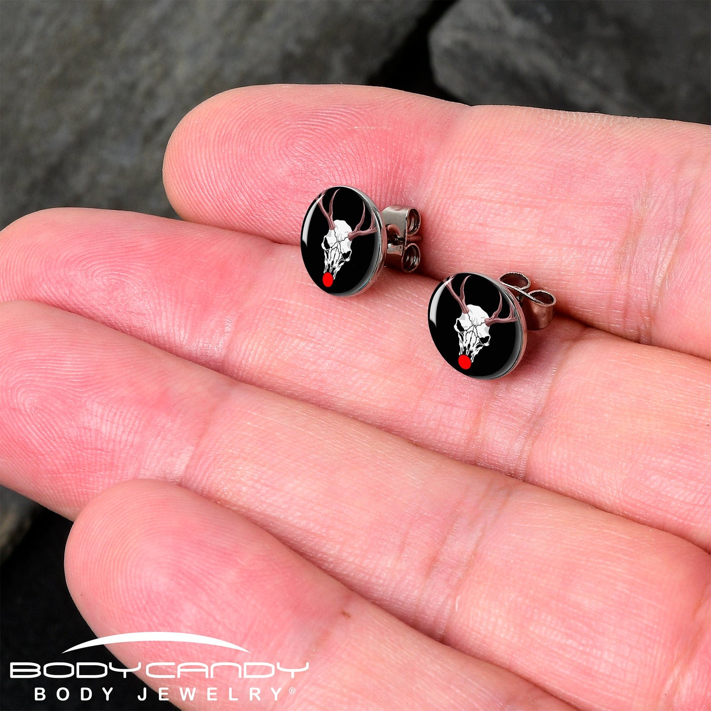 Holiday Dead Nosed Reindeer Stud Earrings by Onyx O