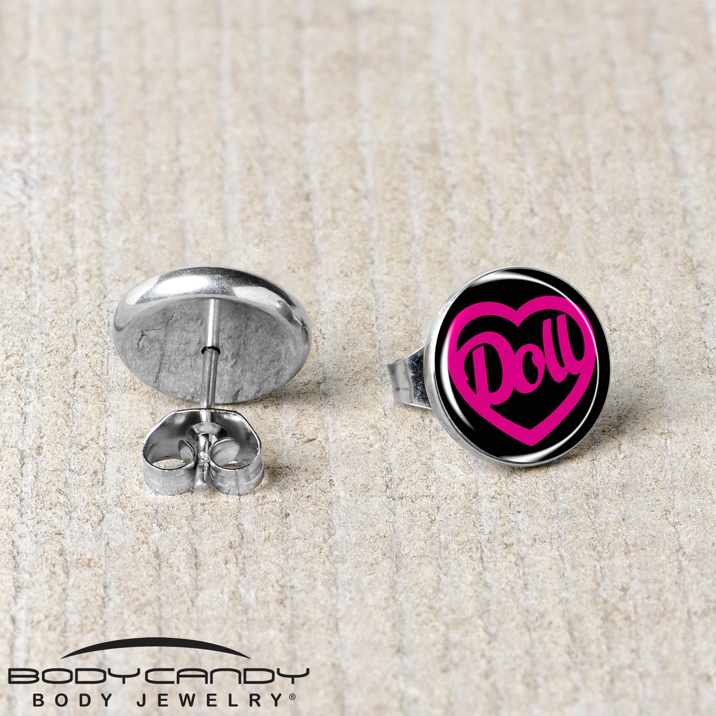 Hollow Heart Doll Word Stud Earrings by Onyx O
