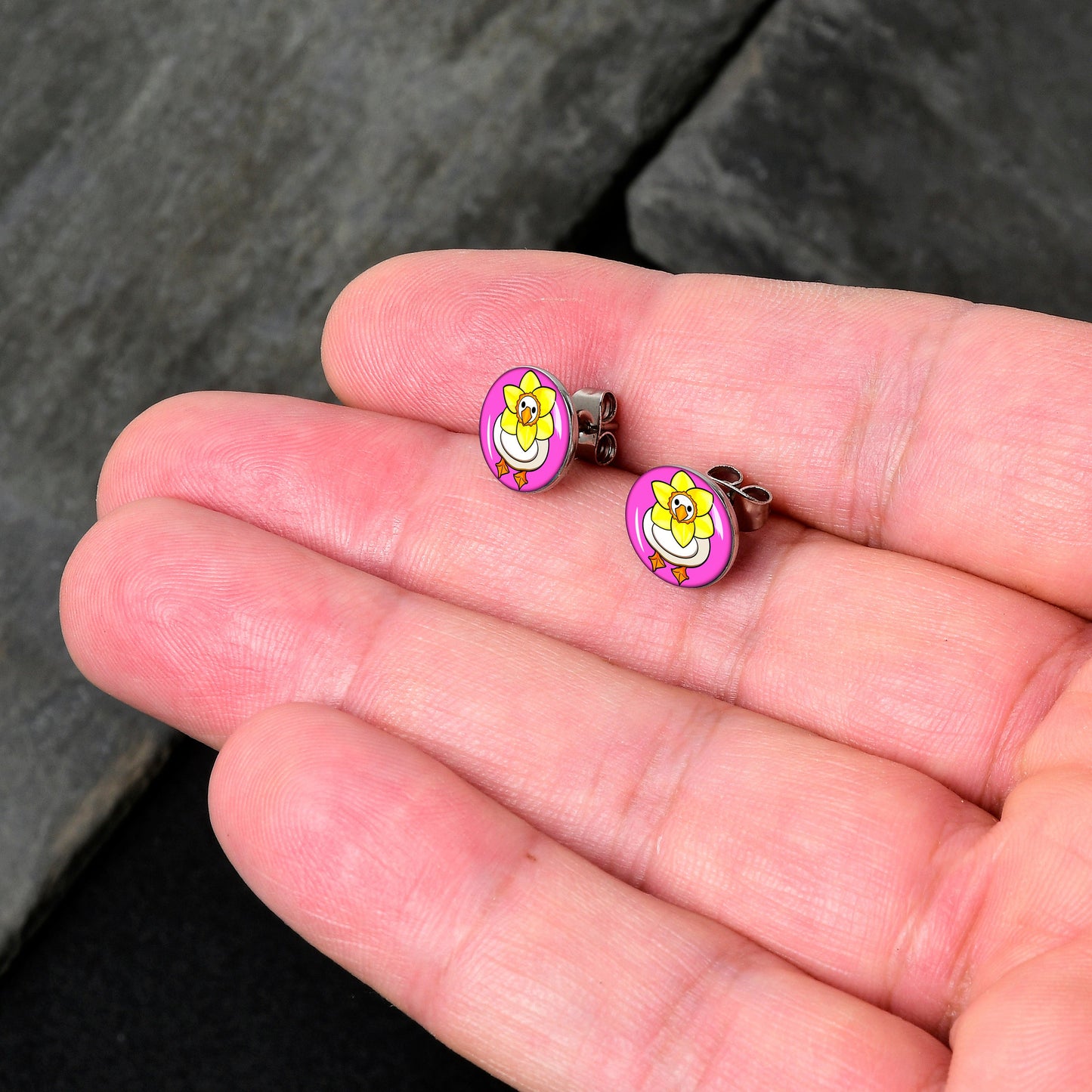 Daffodil Duck Stud Earrings by Onyx O