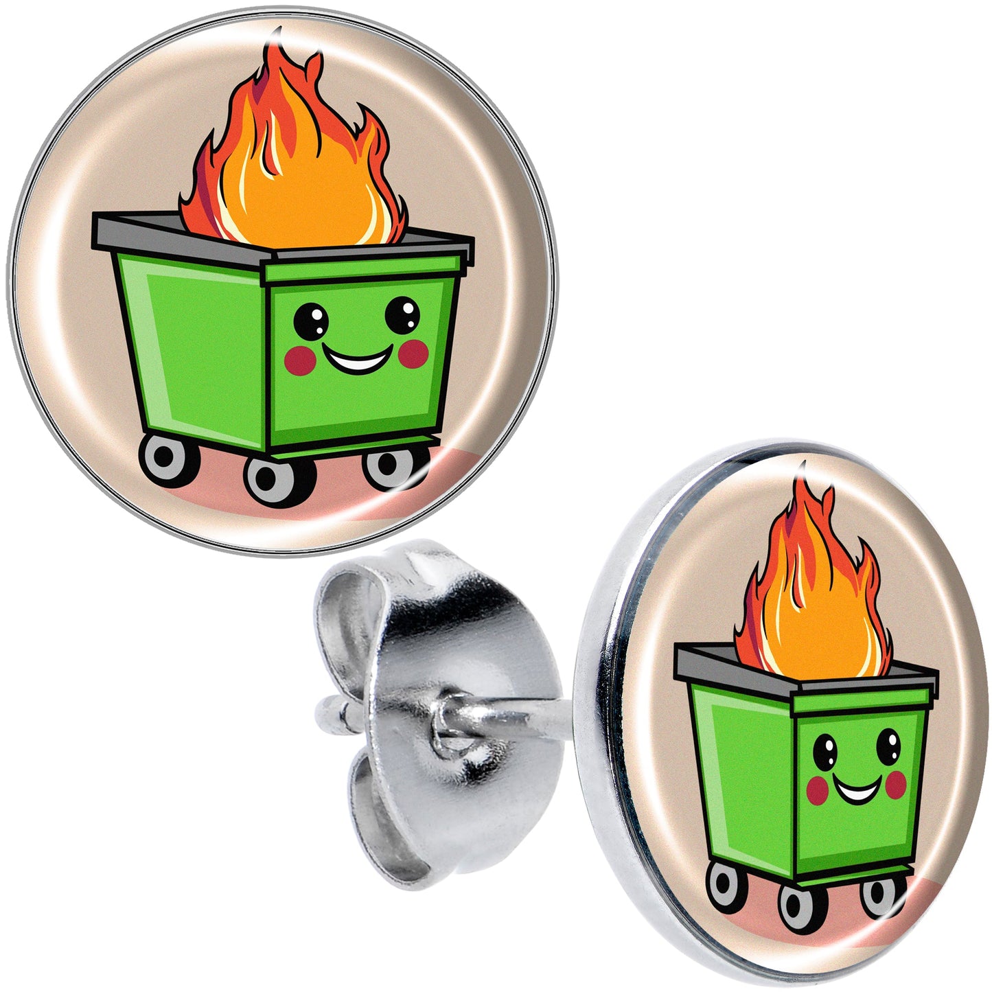 Dumpster Fire Stud Earrings by Onyx O