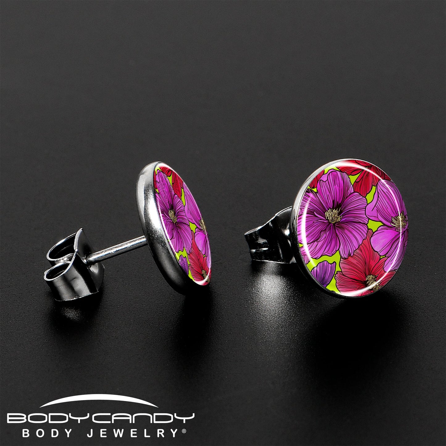 Blossom Creation Tropical Floral Flowers Stud Earrings by Onyx O