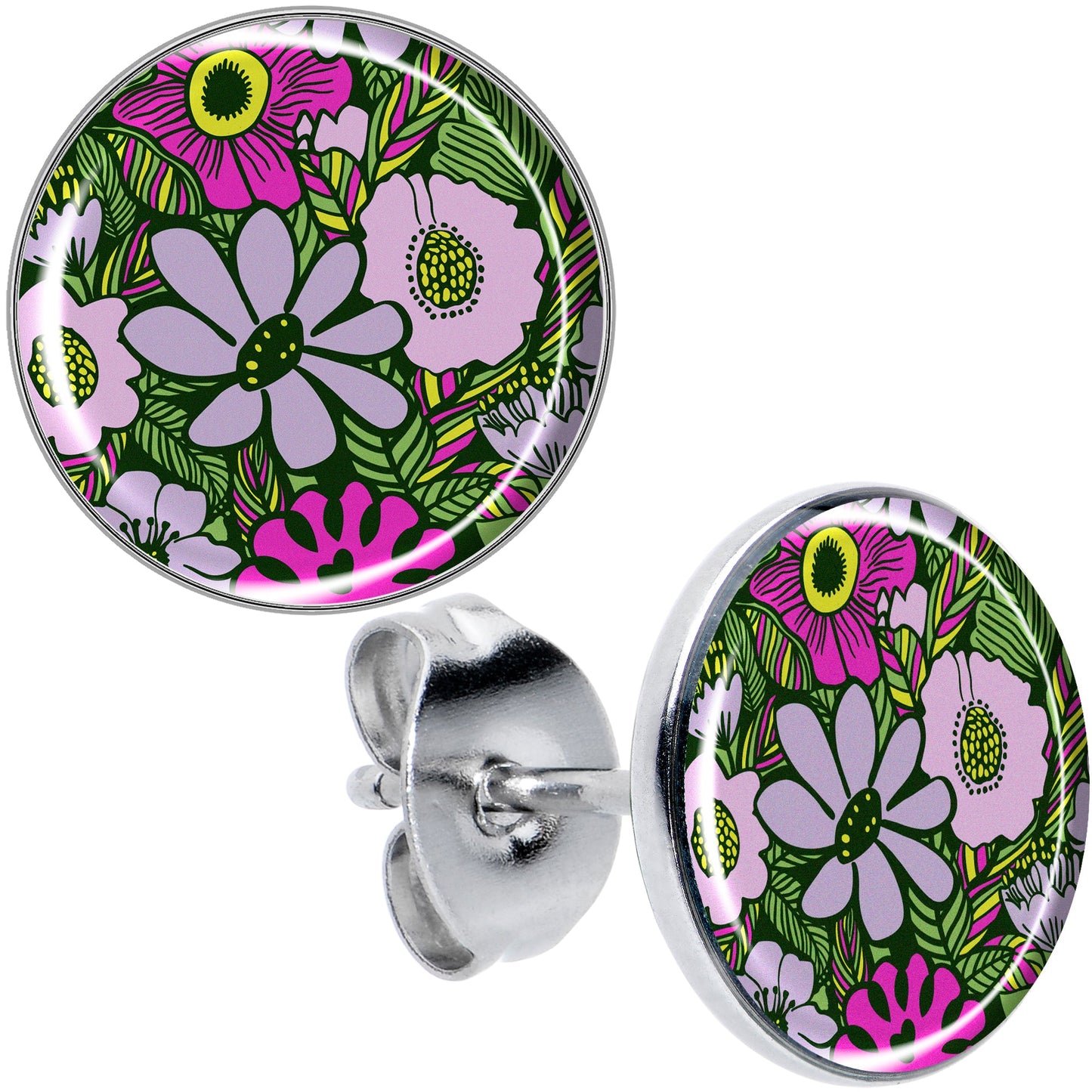 Blossom Creation Paradise of Pink Flowers Stud Earrings by Onyx O