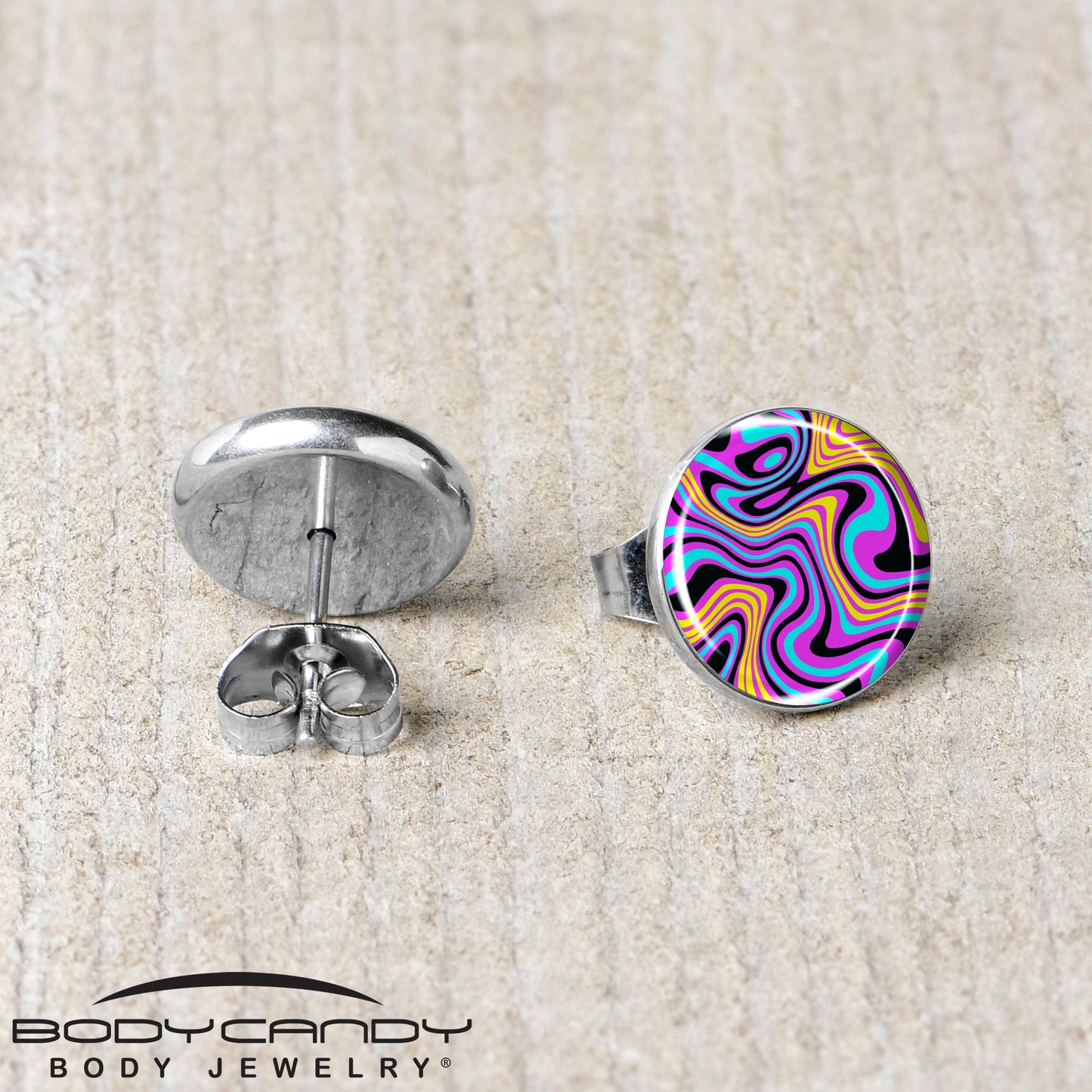 Funky Swirls Stud Earrings by Onyx O