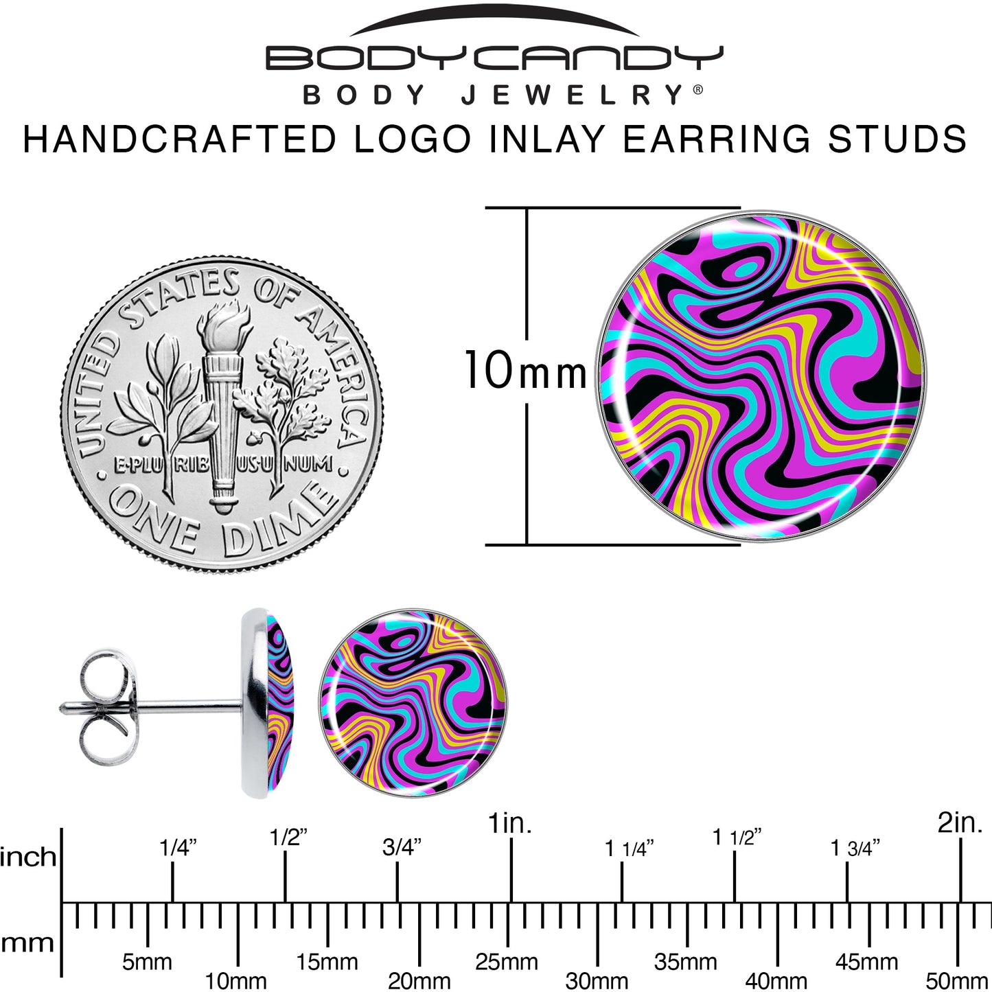 Funky Swirls Stud Earrings by Onyx O