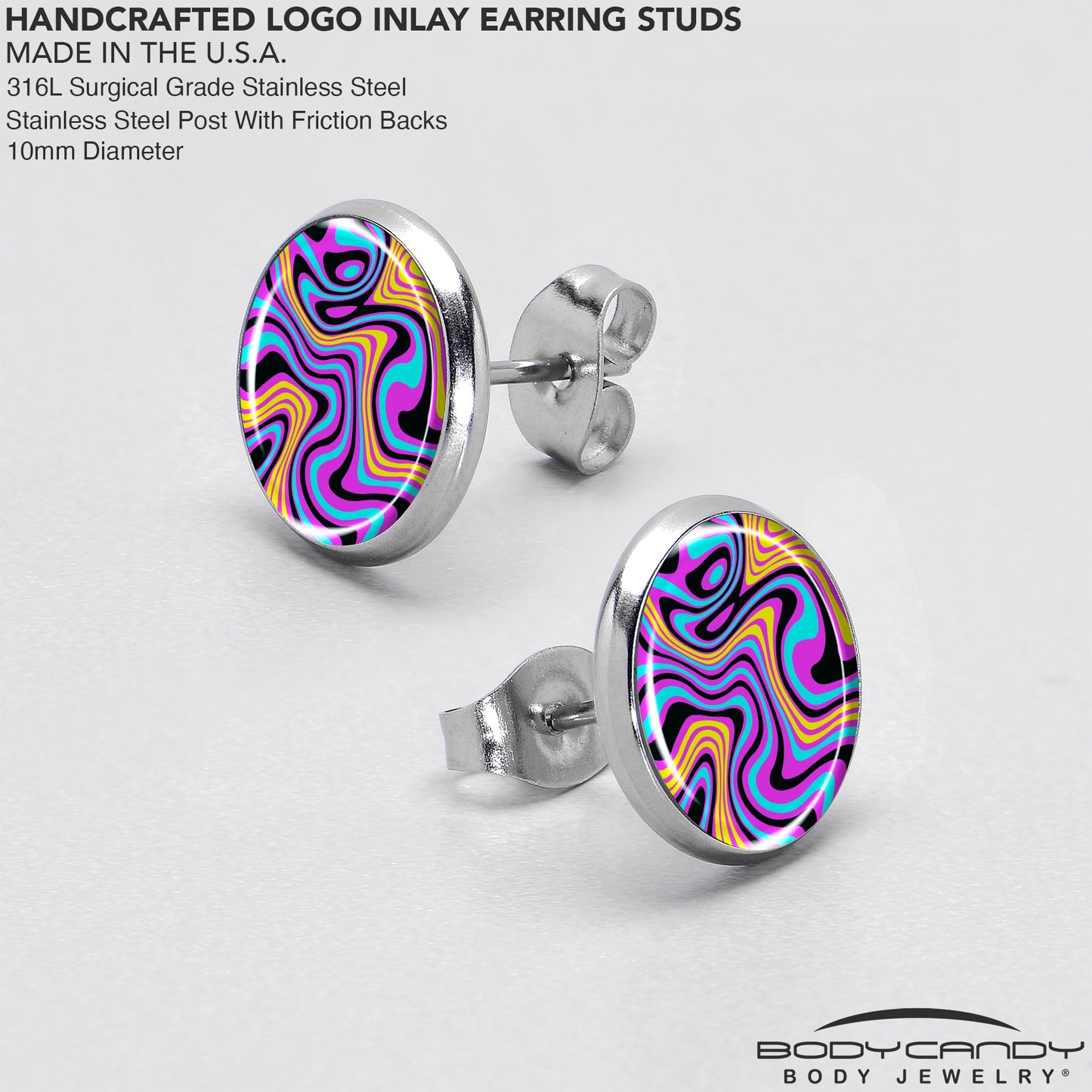 Funky Swirls Stud Earrings by Onyx O