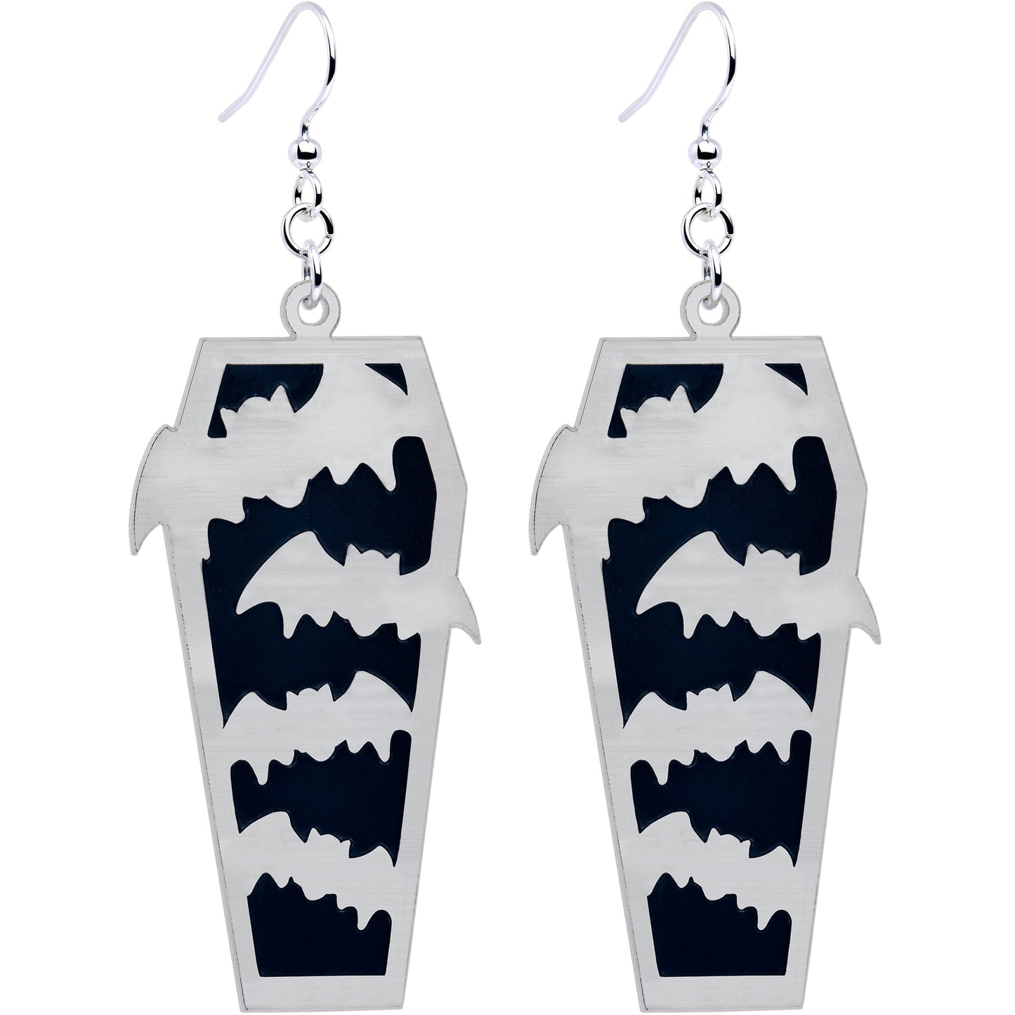 Glowing Bats Coffin Glow in the Dark Dangle Earrings by Onyx O