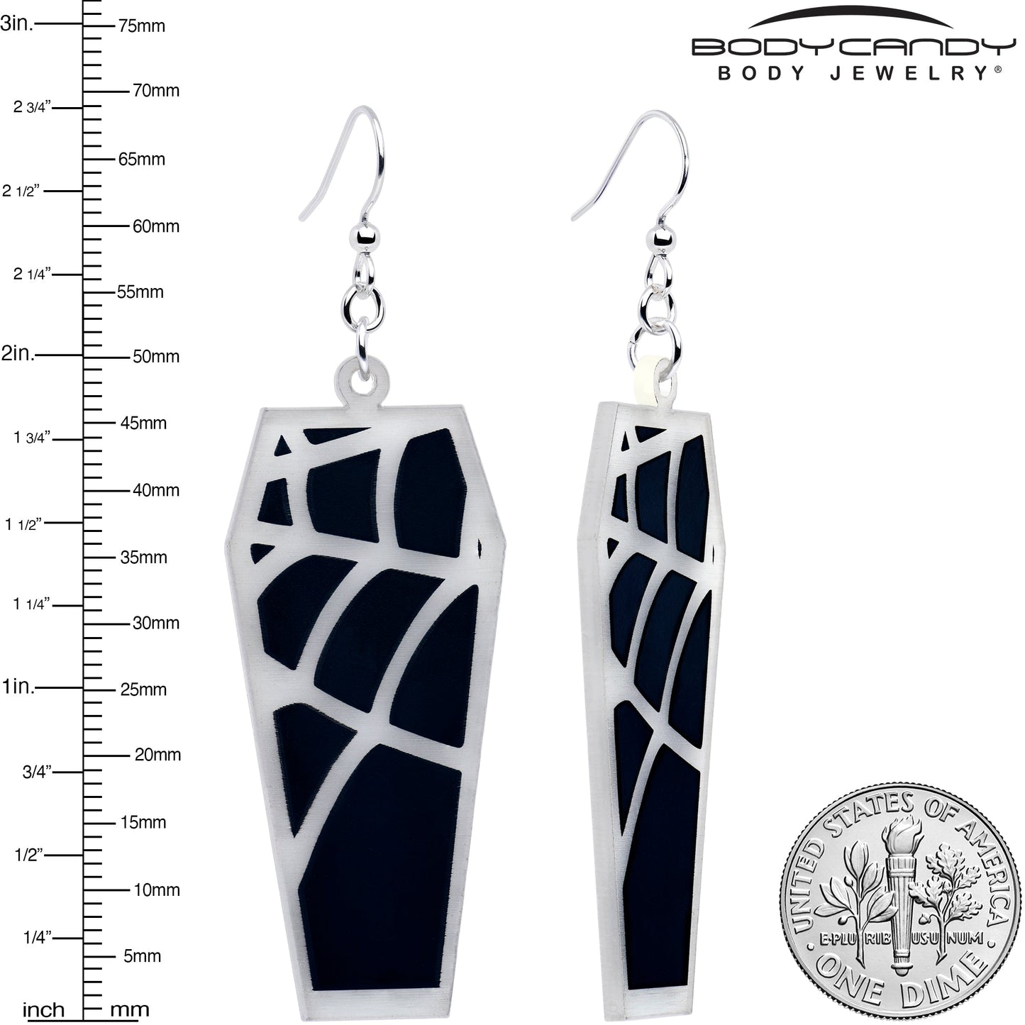Glowing Spider Web Coffin Glow in the Dark Dangle Earrings by Onyx O