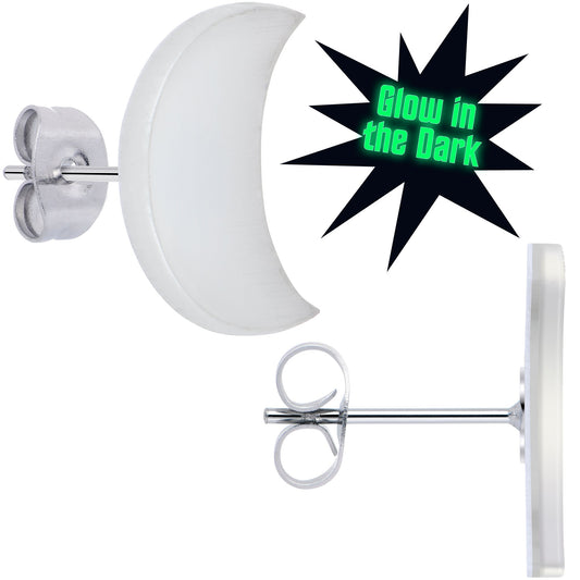 Crescent Moon Glow in the Dark Stud Earrings by Onyx O