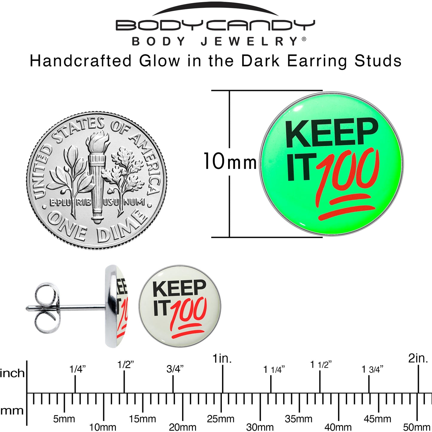 Keep it 100 Glow in the Dark Stud Earrings by Onyx O