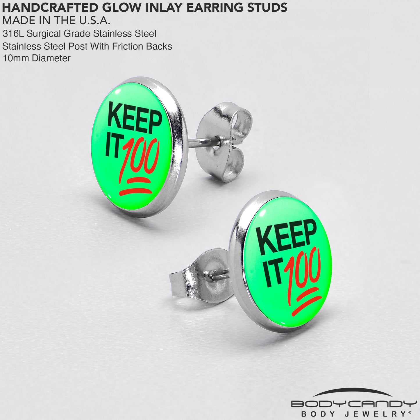 Keep it 100 Glow in the Dark Stud Earrings by Onyx O