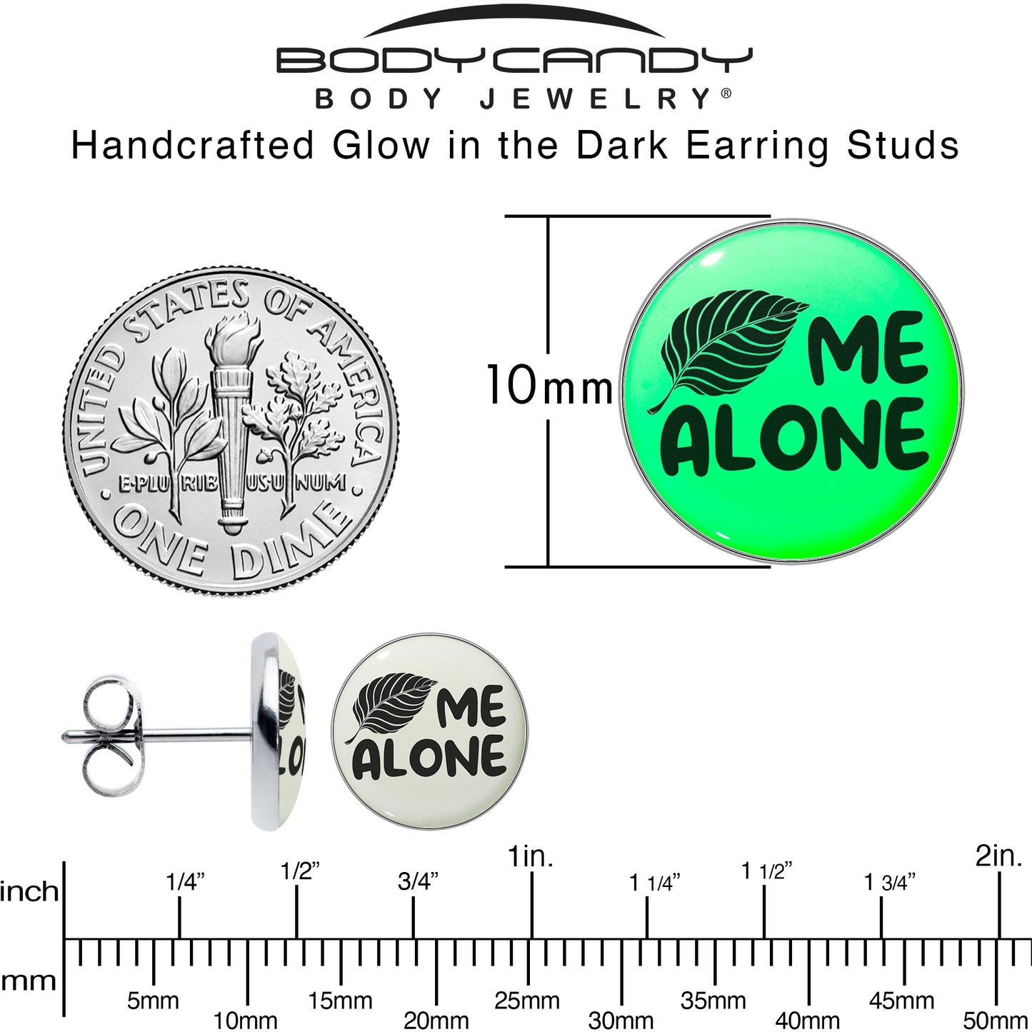 Leaf Me Alone Glow in the Dark Stud Earrings by Onyx O