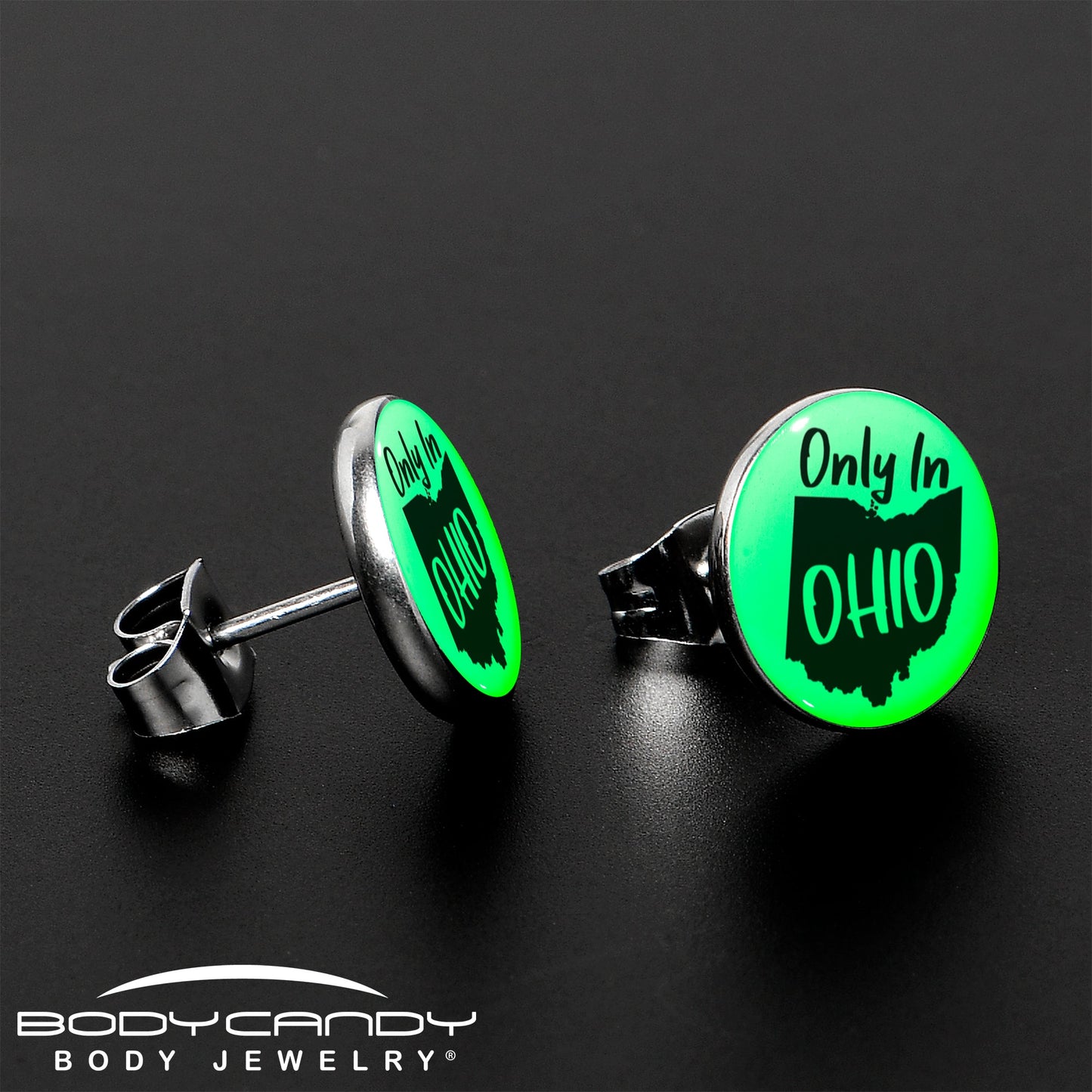 Only in Ohio Glow in the Dark Stud Earrings by Onyx O