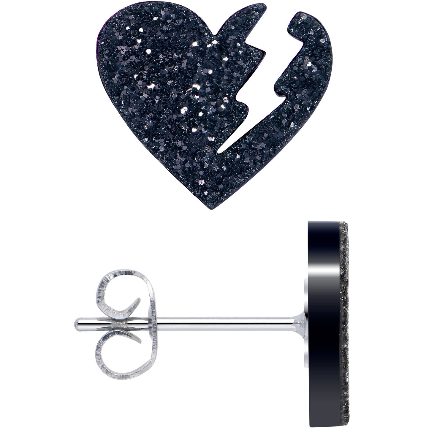 Glitter Heartbreaker Broken Heart Stud Earrings
