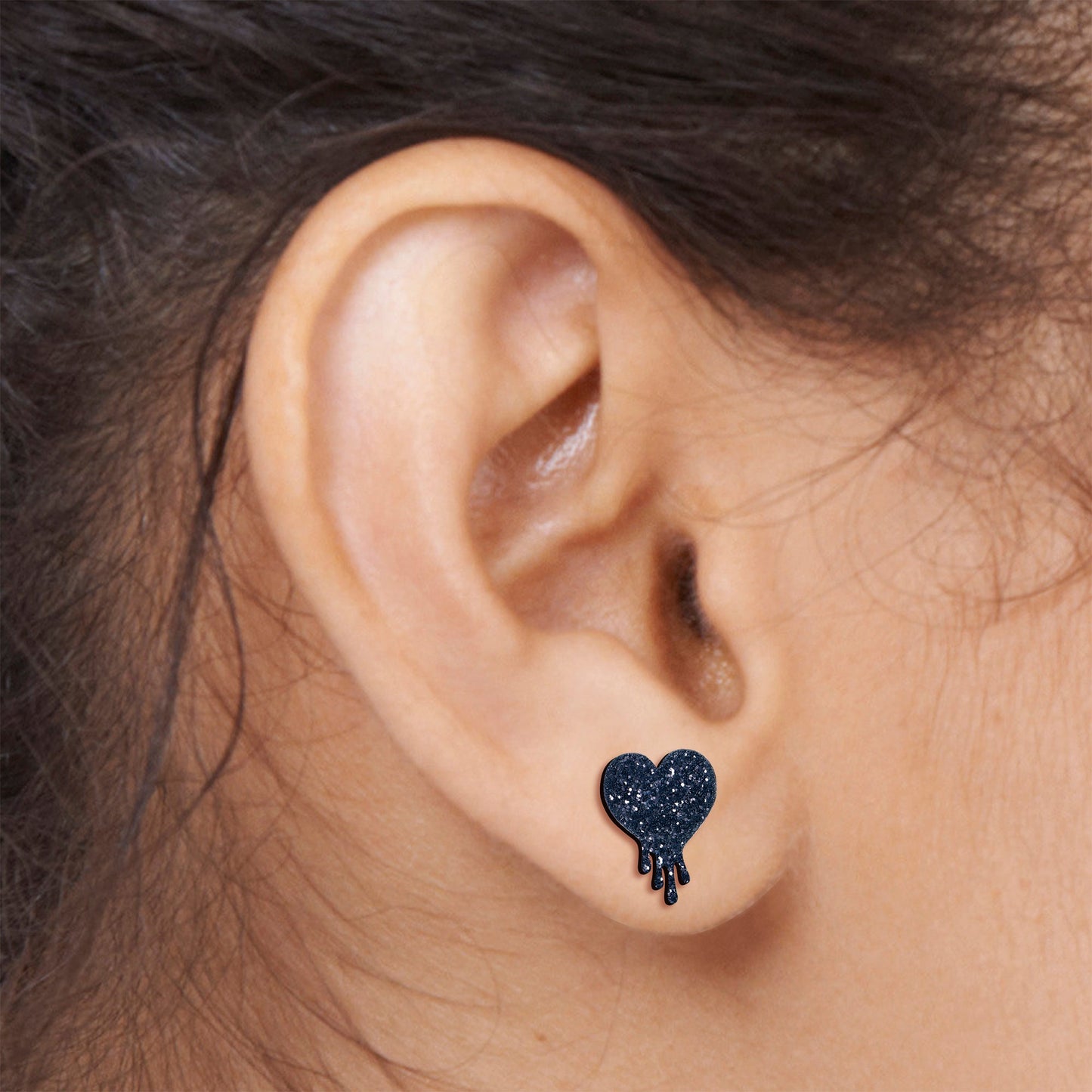 Glitter Melting Heart Stud Earrings