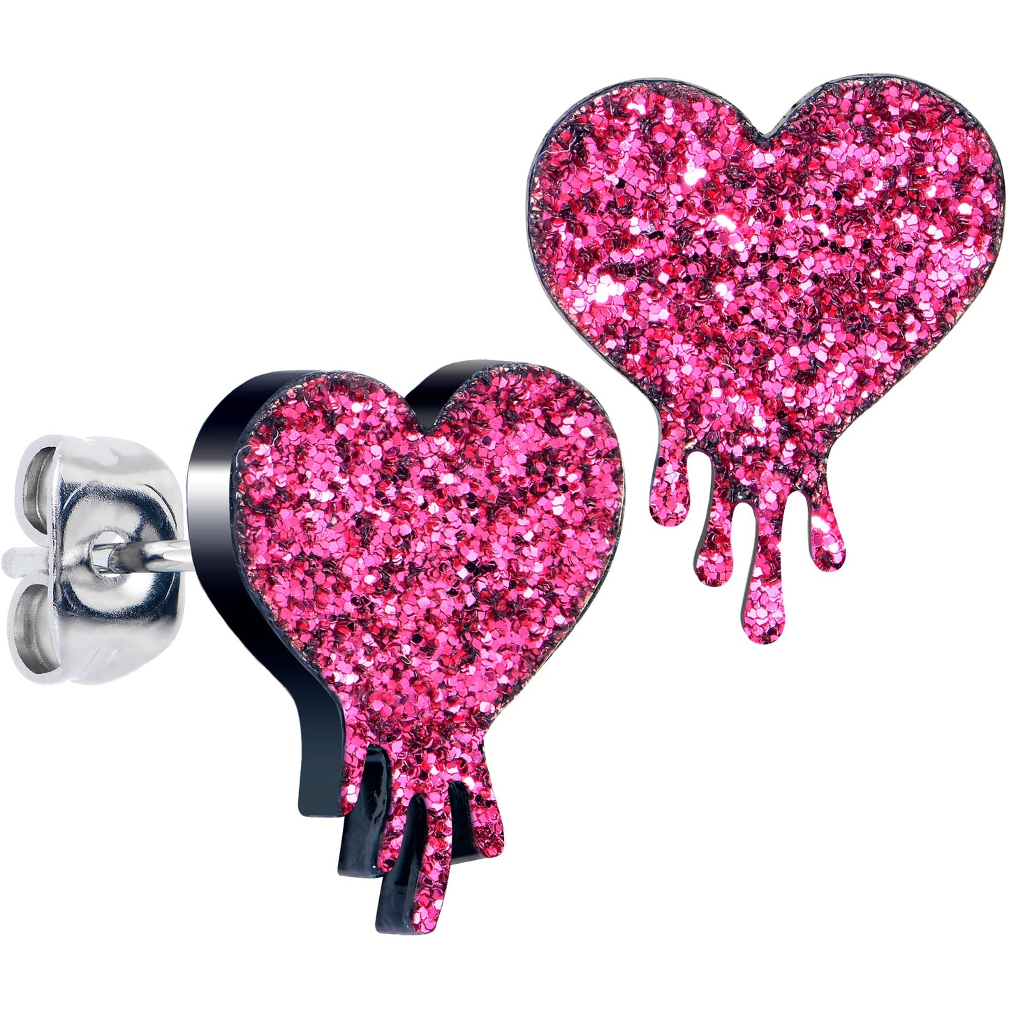 Glitter Melting Heart Stud Earrings