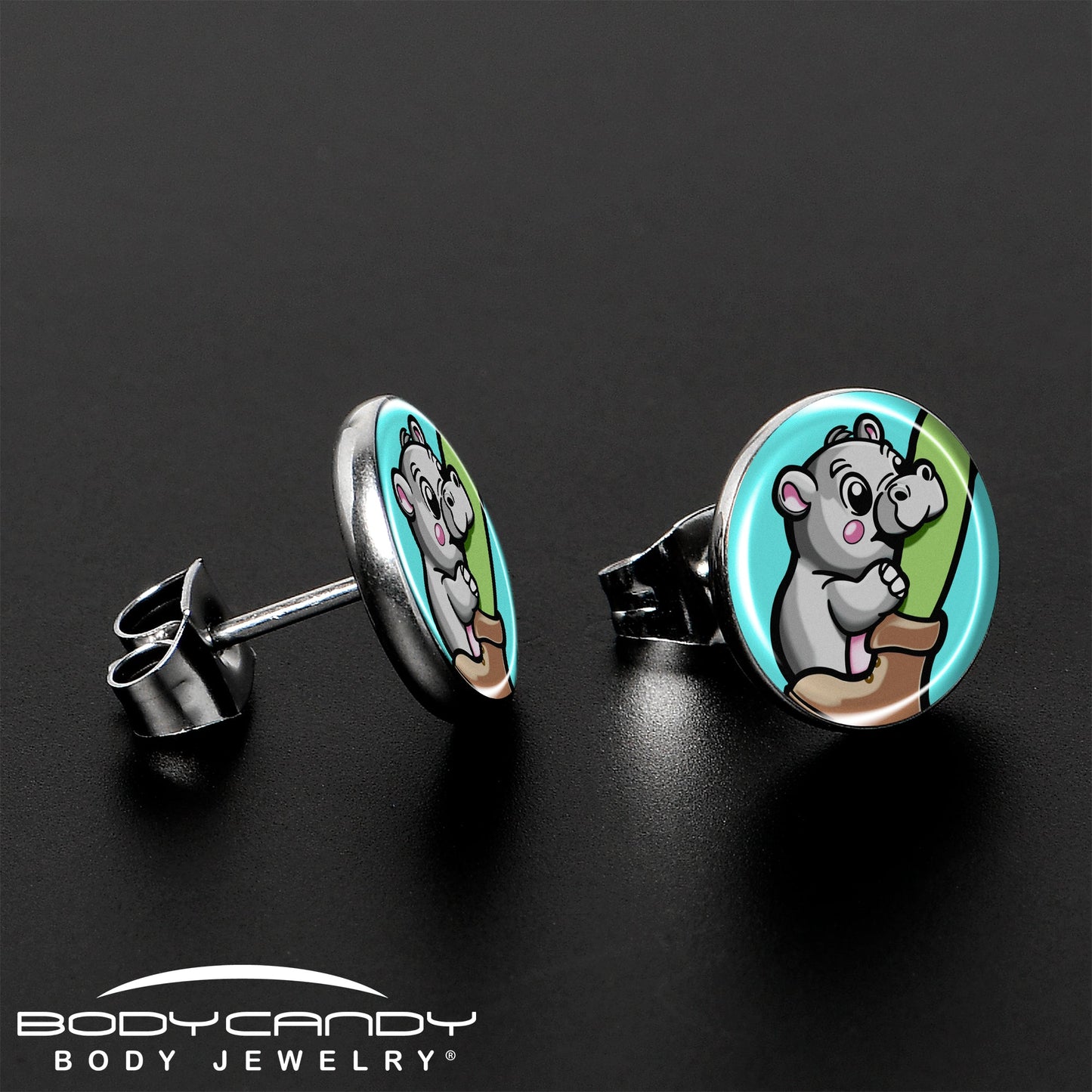 Cute Biting Baby Hippo Stud Earrings