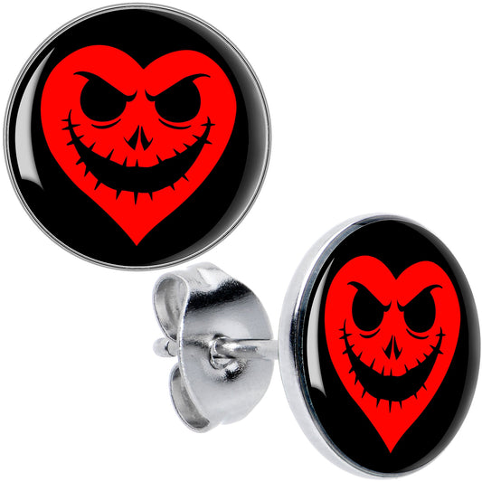 Valentine Jack O Heart Stud Earrings by Onyx O