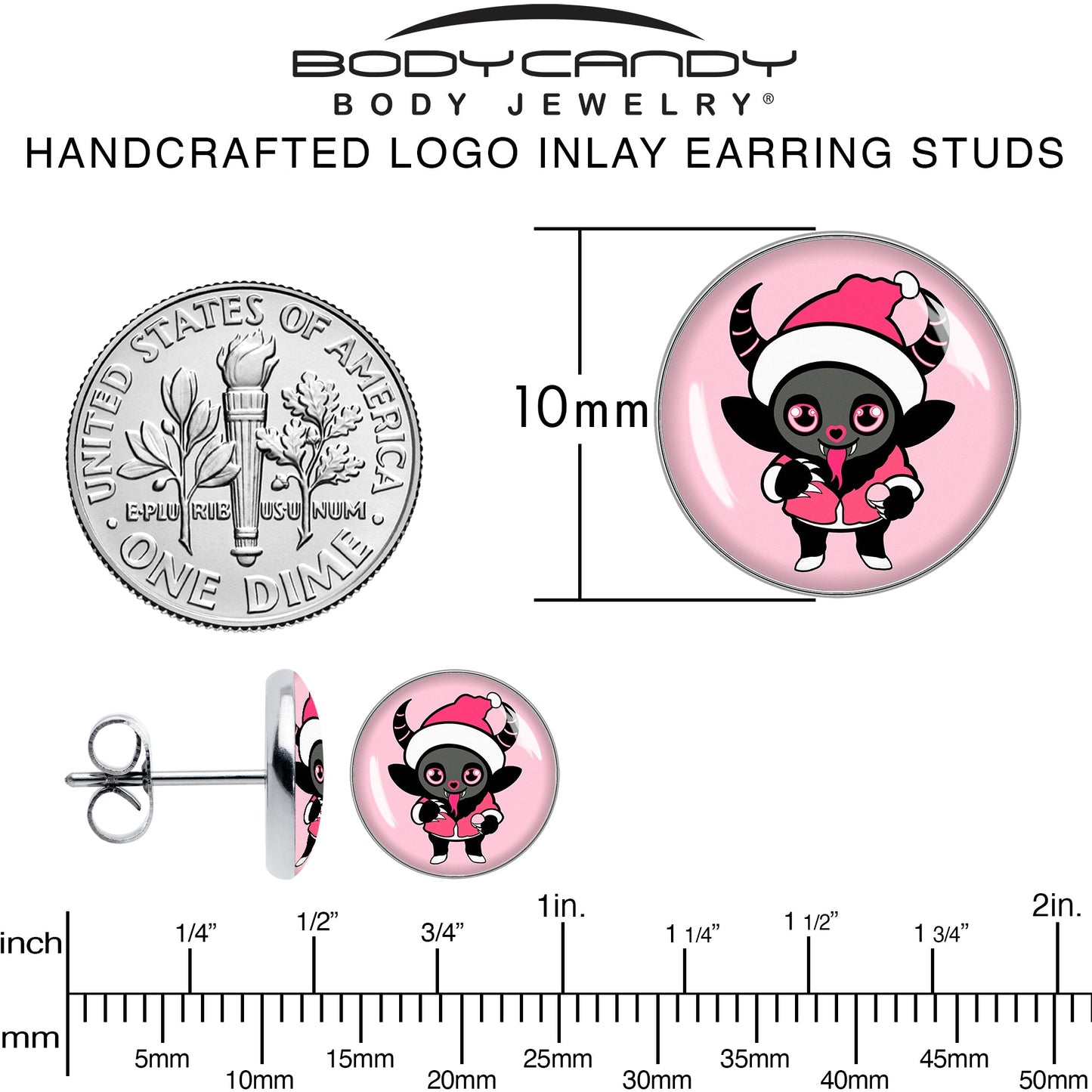 Krampus Cutie Christmas Holiday Stud Earrings by Onyx O