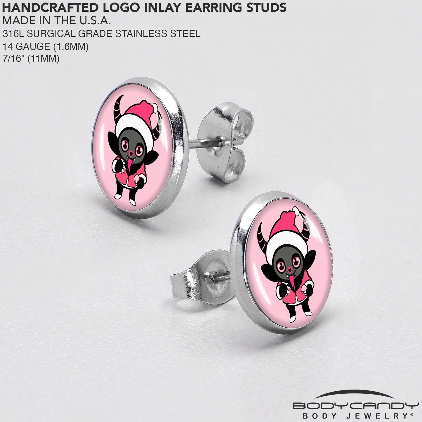 Krampus Cutie Christmas Holiday Stud Earrings by Onyx O