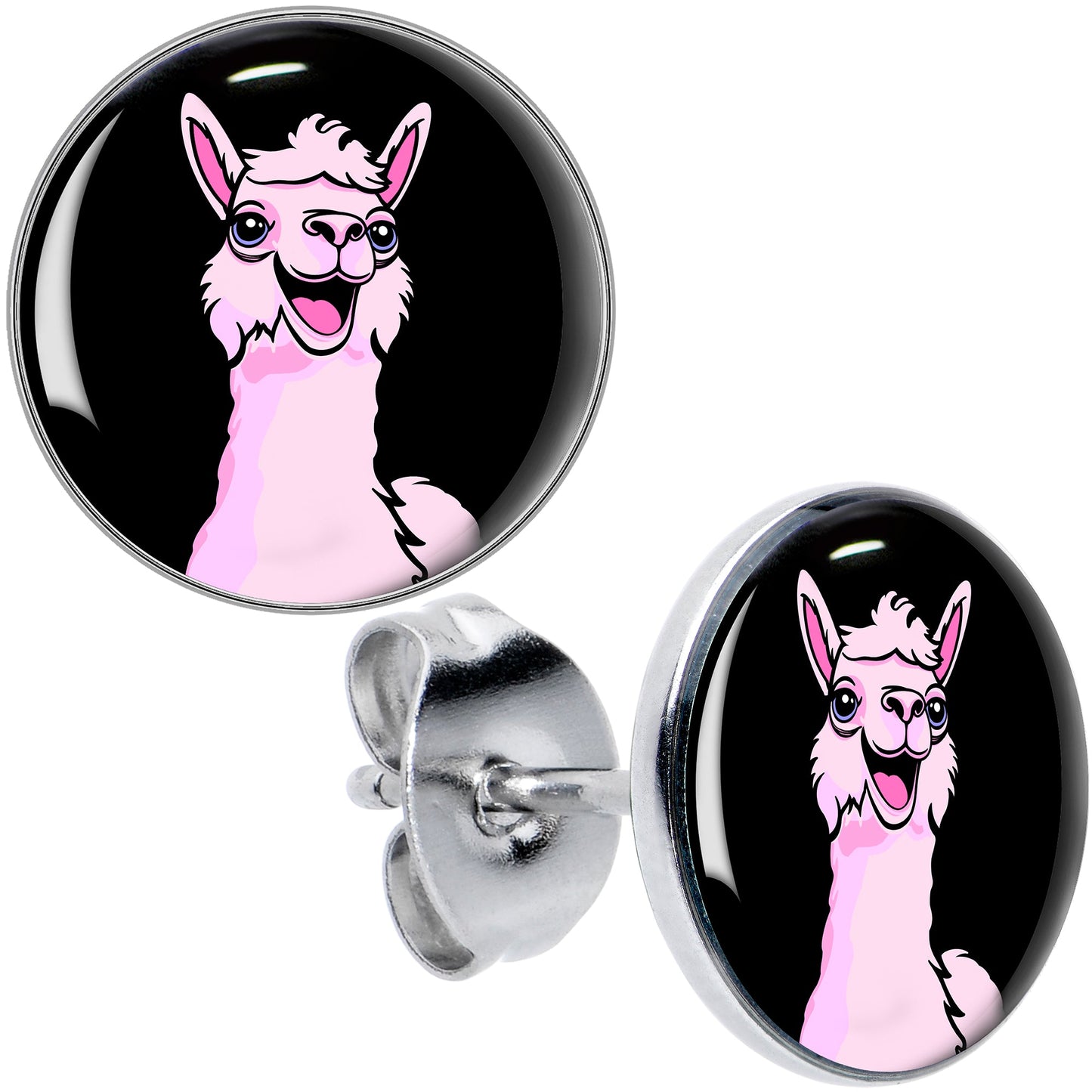 Pink Happy Llama Stud Earrings by Onyx O