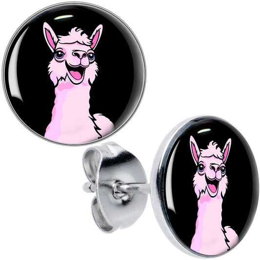 Pink Happy Llama Stud Earrings by Onyx O