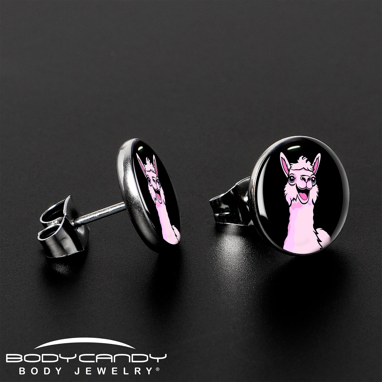Pink Happy Llama Stud Earrings by Onyx O