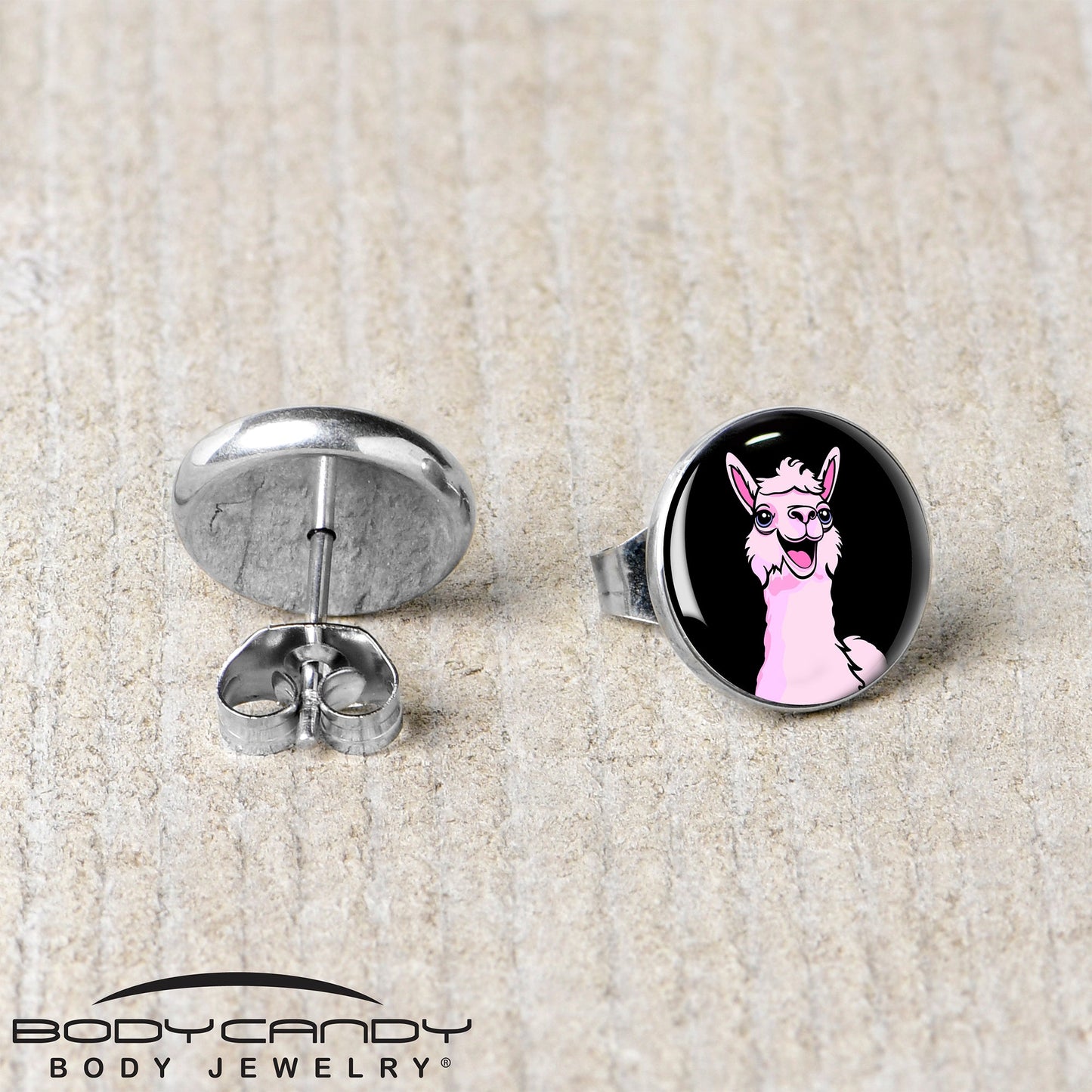 Pink Happy Llama Stud Earrings by Onyx O