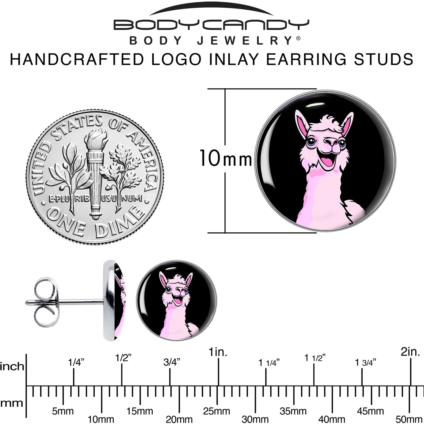 Pink Happy Llama Stud Earrings by Onyx O