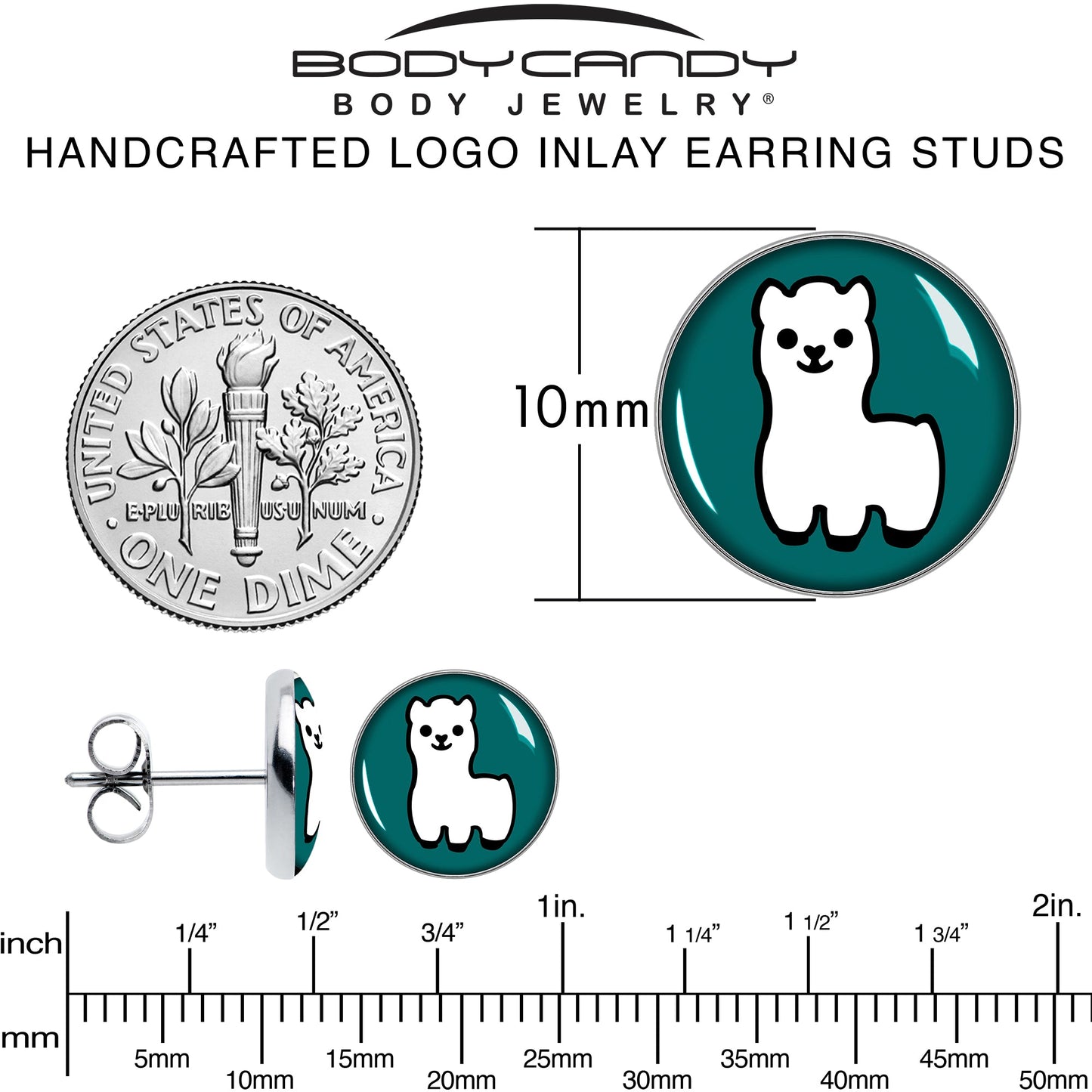 White Llama Stud Earrings by Onyx O