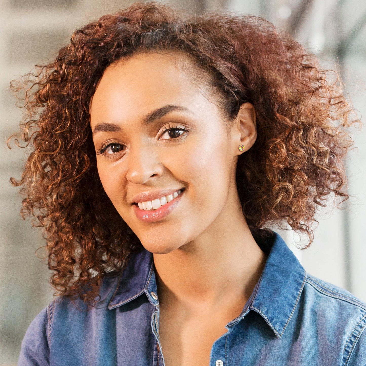Rainbow Swirl Lollipop Stud Earrings by Onyx O