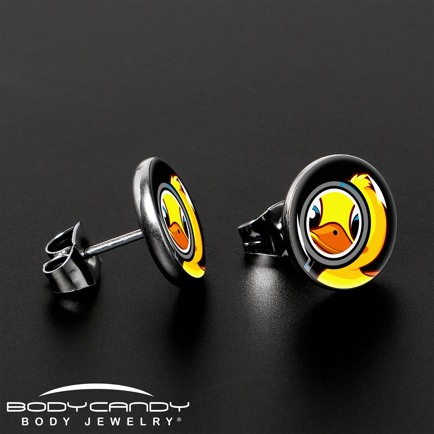 Magnified Yellow Duck Stud Earrings by Onyx O