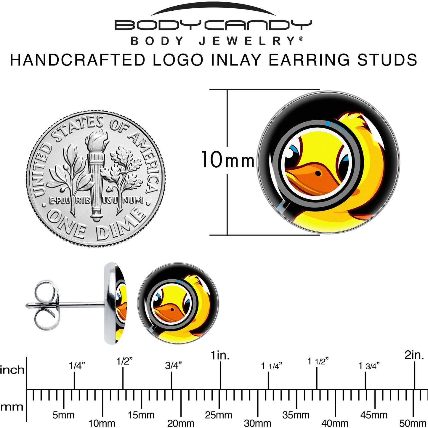 Magnified Yellow Duck Stud Earrings by Onyx O