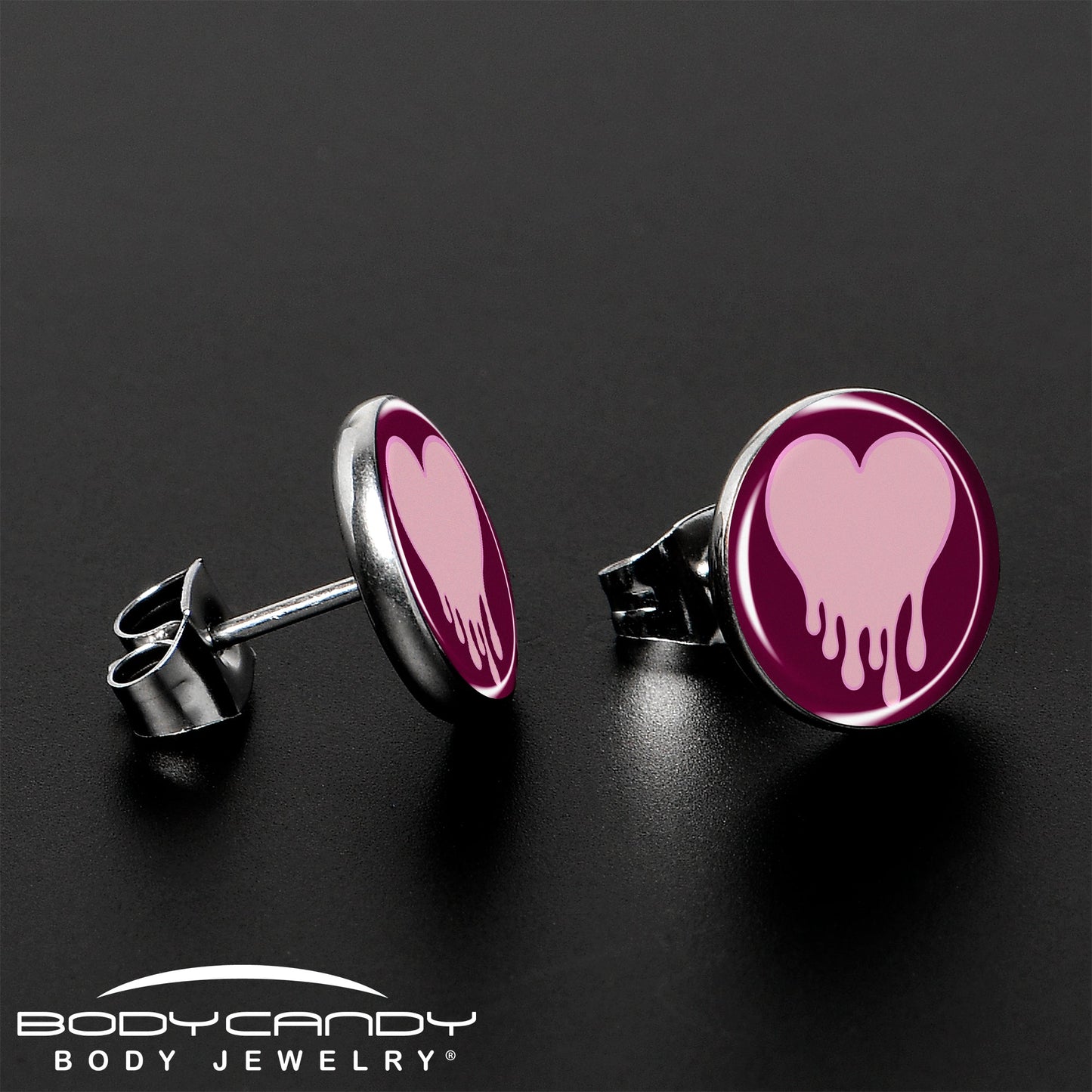 Pinkish Melting Heart Stud Earrings by Onyx O