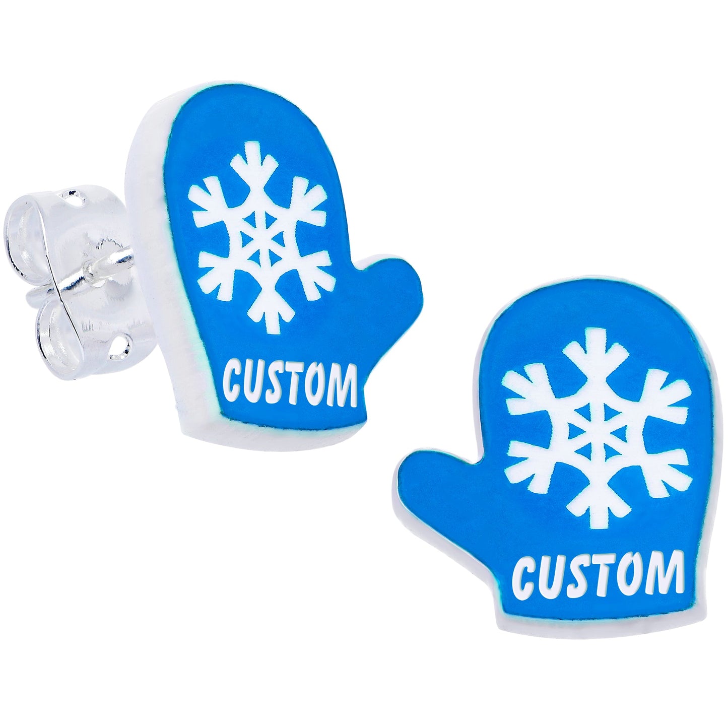 Custom Holiday Mittens Personalized Stud Earrings