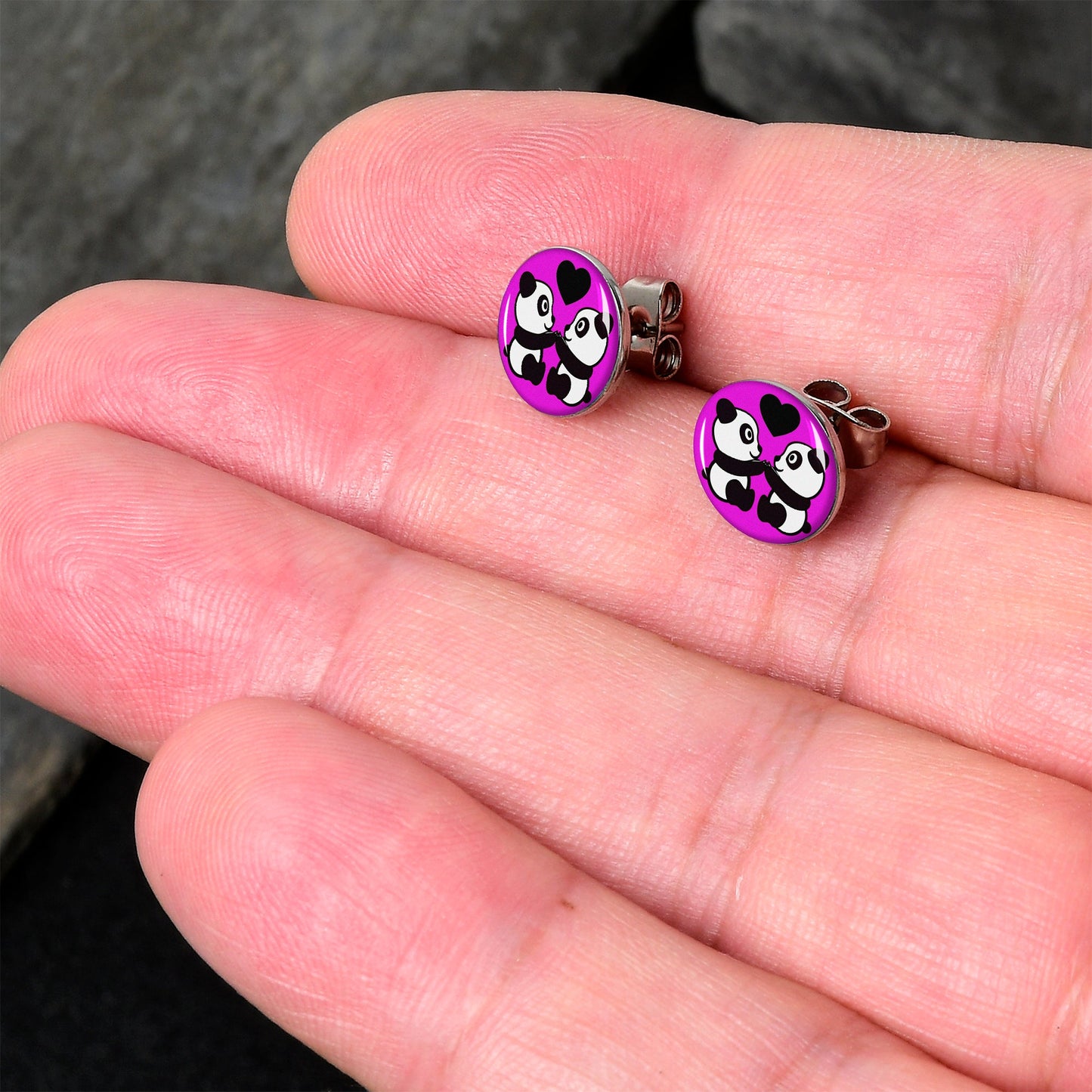 Panda Love Stud Earrings by Onyx O