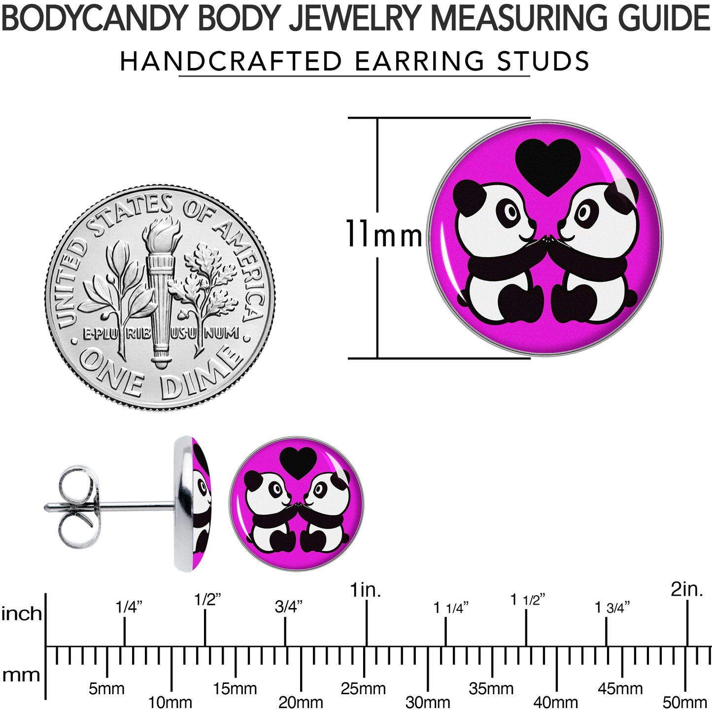 Panda Love Stud Earrings by Onyx O