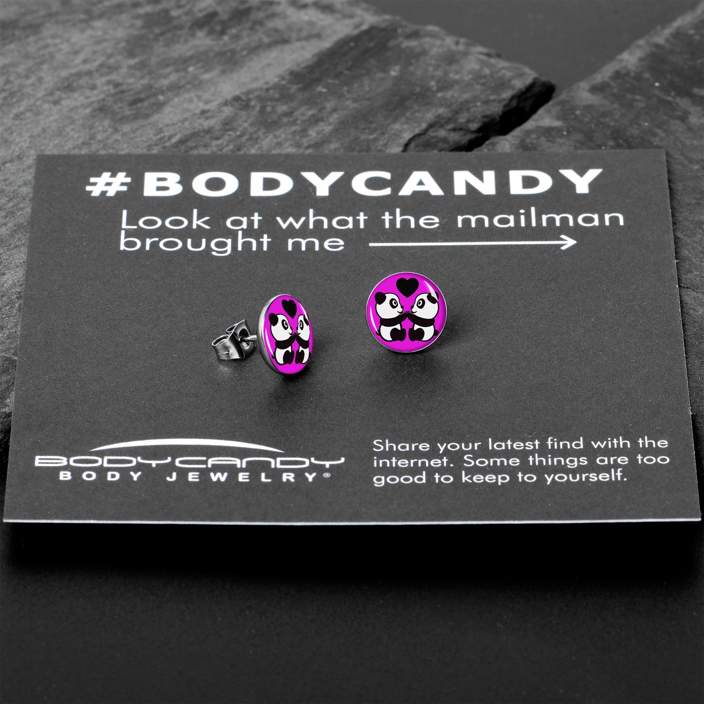 Panda Love Stud Earrings by Onyx O