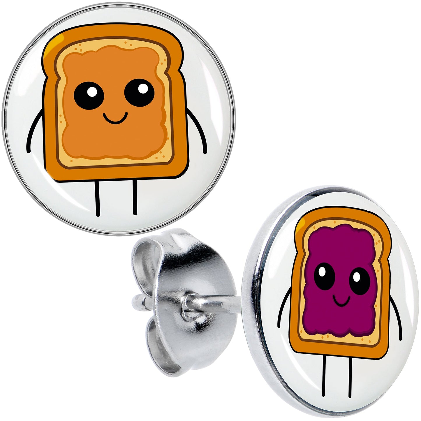 PB and J Peanut Butter and Jelly Sandwich Stud Earrings by Onyx O