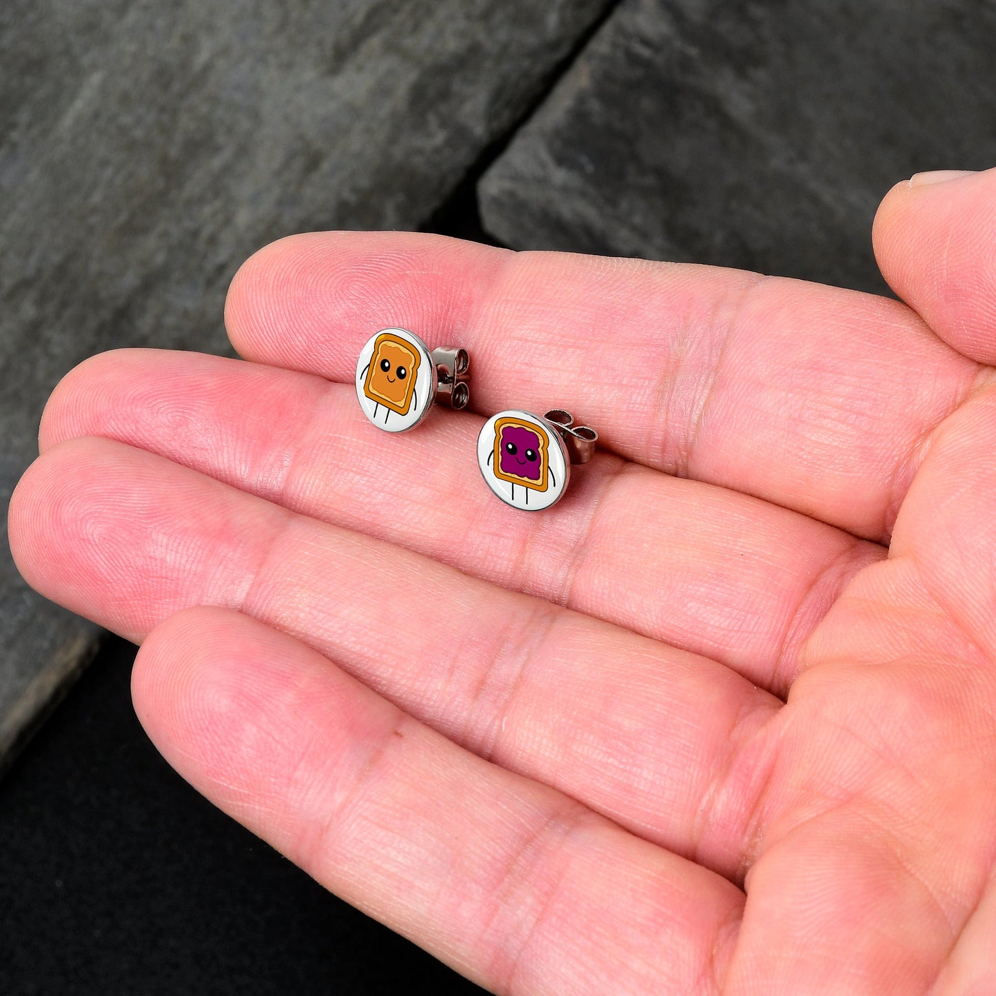 PB and J Peanut Butter and Jelly Sandwich Stud Earrings by Onyx O