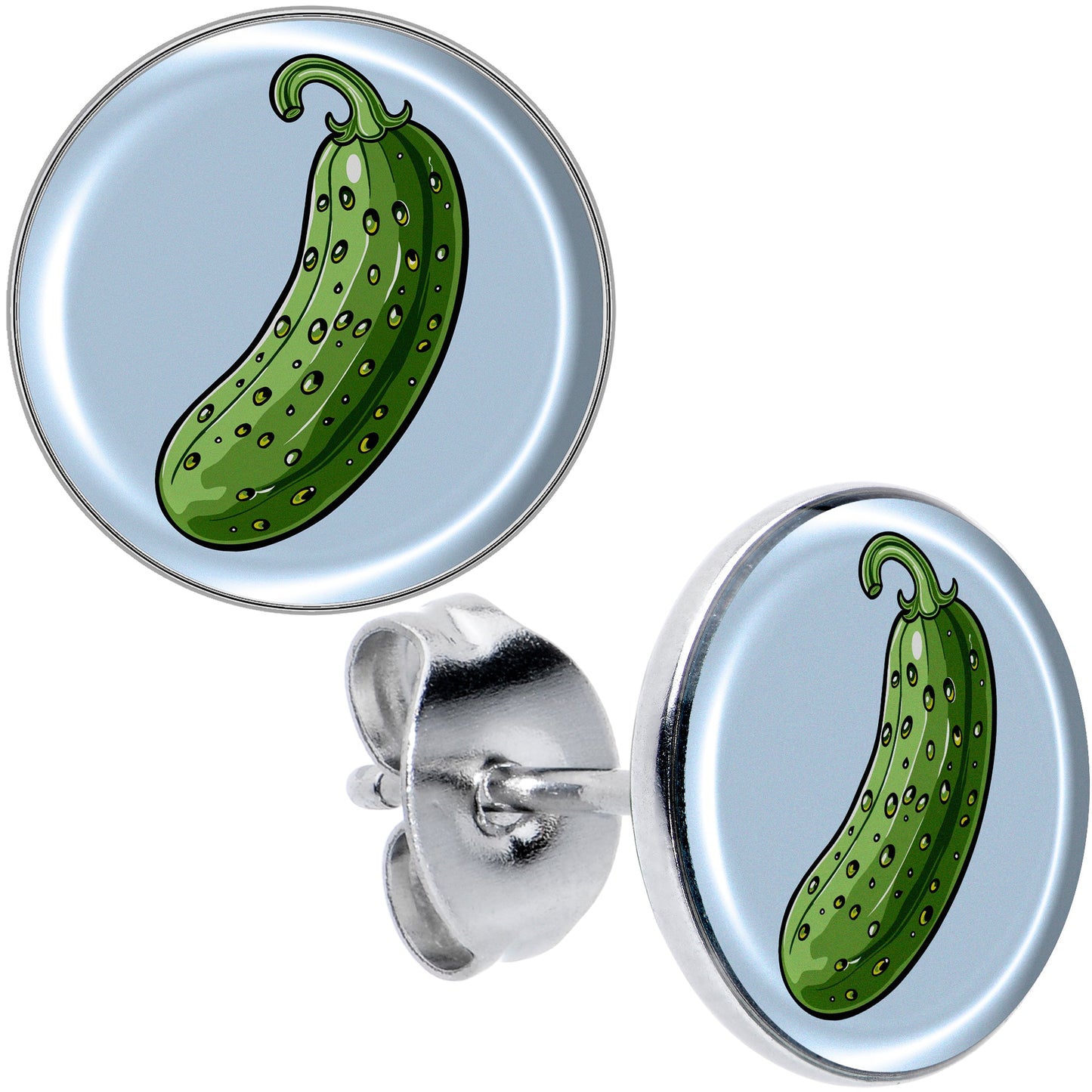 Green Pickle Stud Earrings by Onyx O